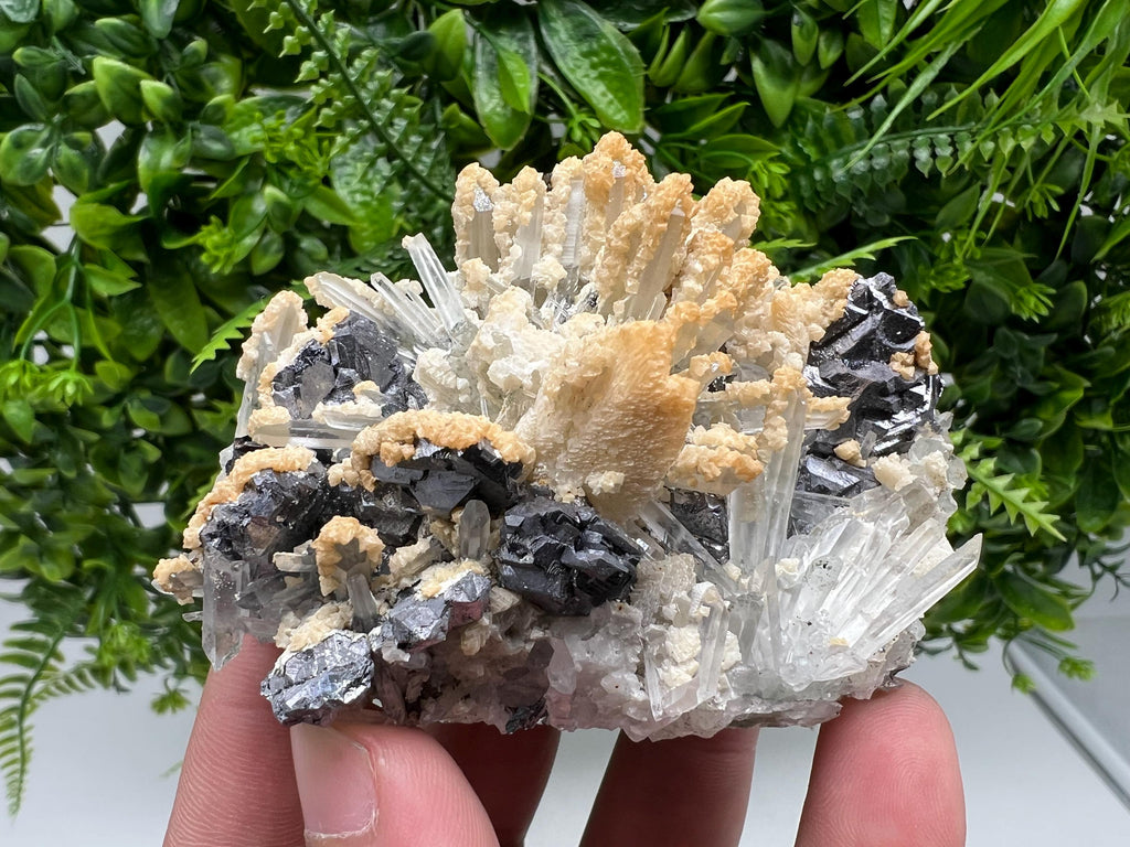 Collected Skeletal GALENA,Sphalerite,Quartz,Calcite from Krushev dol mine,Madan,Bulgaria,natural,collectible mineral specimen home decor
