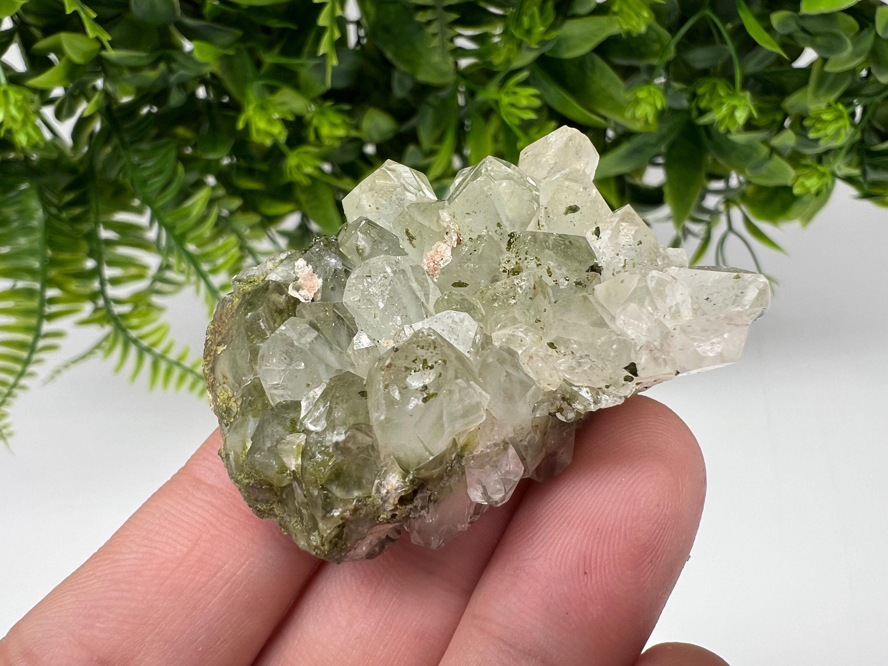 LARGE, Green Epidote with Quartz Crystals - Extremely Sparkly with Rainbows,souvenirs collection stone,gift,decor, Eastern Anatolian, Turkey