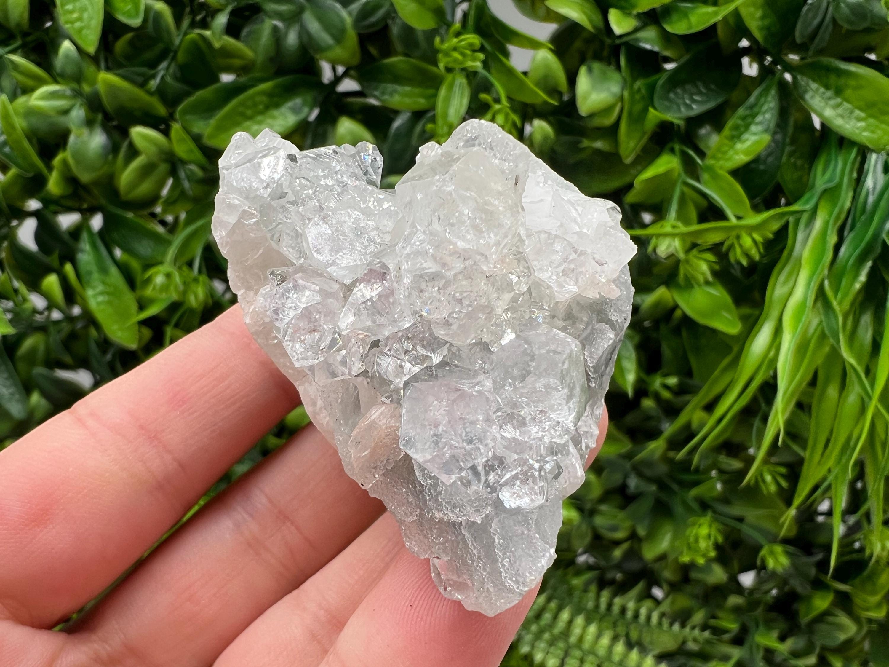 Transparent Apophyllite on Chalcedony, Natural Crystal Specimen, India Minerals