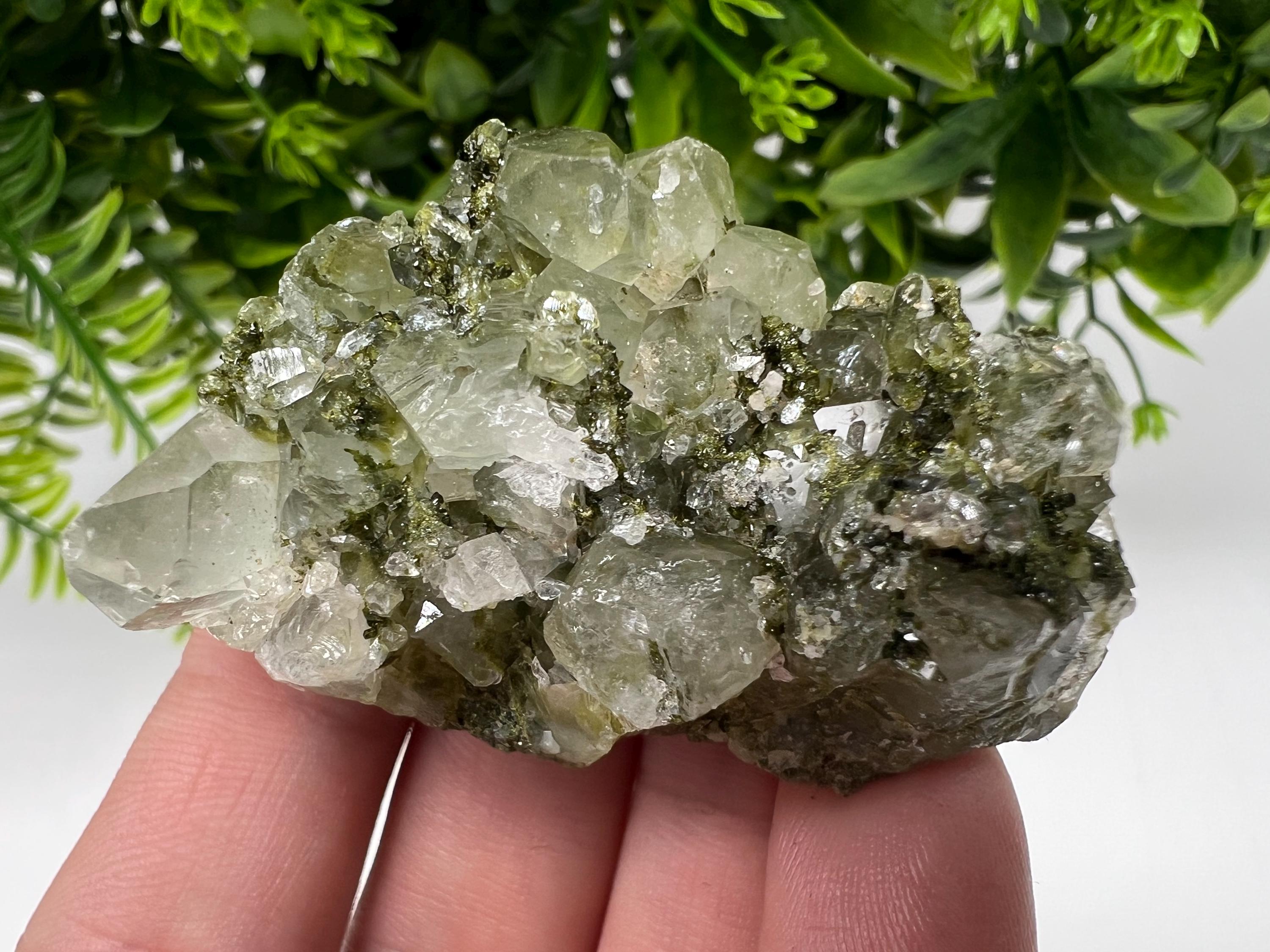 LARGE, Green Epidote with Quartz Crystals - Extremely Sparkly with Rainbows,souvenirs collection stone,gift,decor, Eastern Anatolian, Turkey