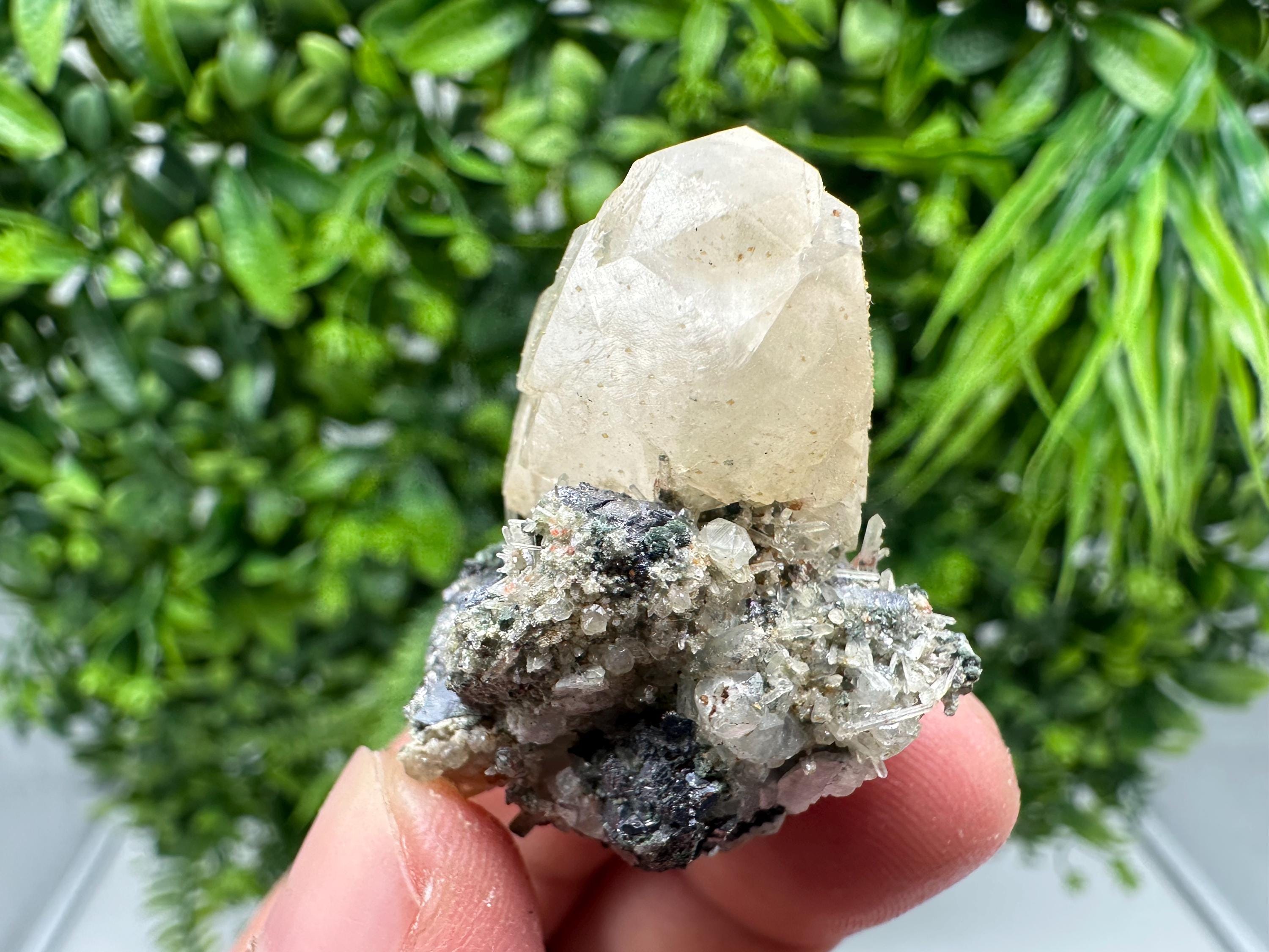 Wonderful Calcite on Quartz white Sphalerite, from Borieva mine,Bulgaria,natural,collection mineral specimen,Home decor crystal,gift,healing
