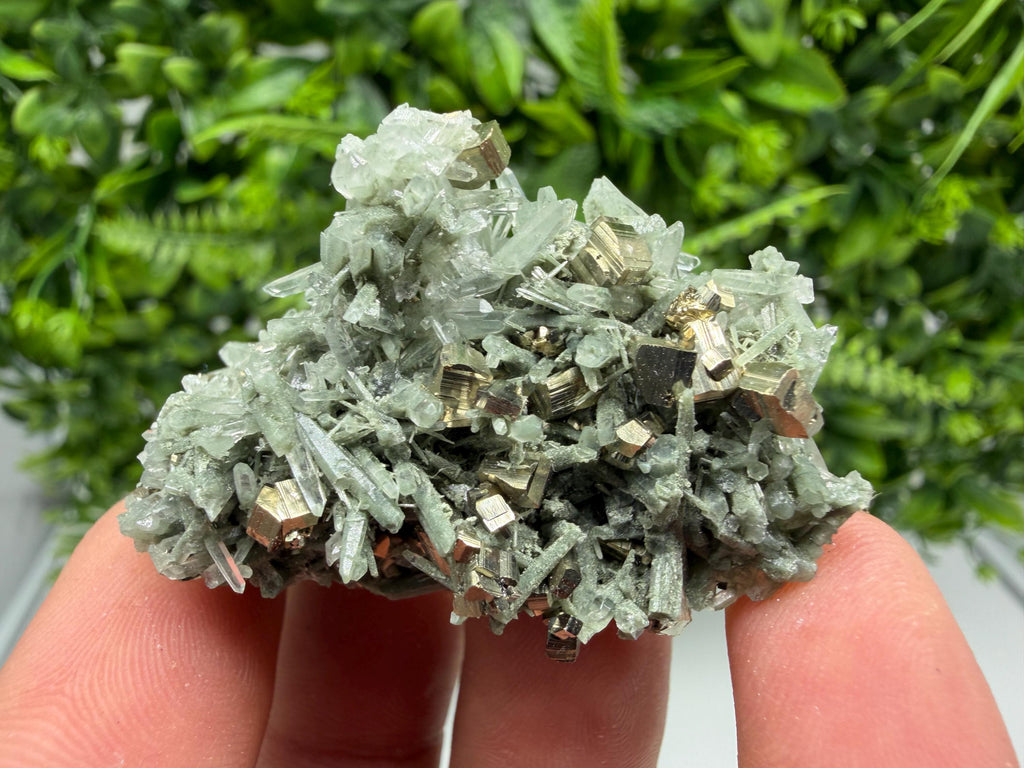 Pyrite on Green Quartz Mineral Specimen, Borieva Mine, Bulgaria