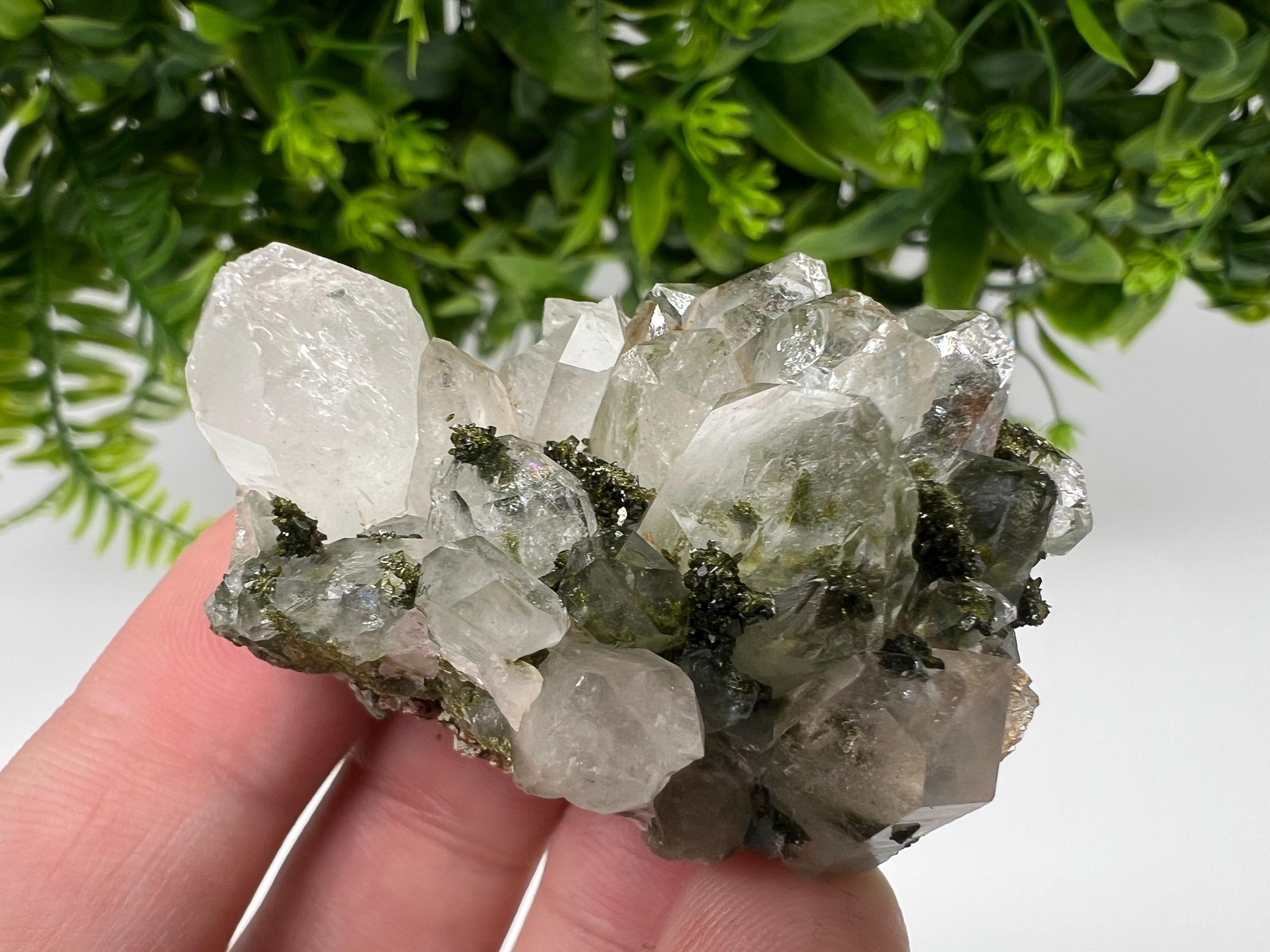LARGE, Green Epidote with Quartz Crystals - Extremely Sparkly with Rainbows,souvenirs collection stone,gift,decor, Eastern Anatolian, Turkey