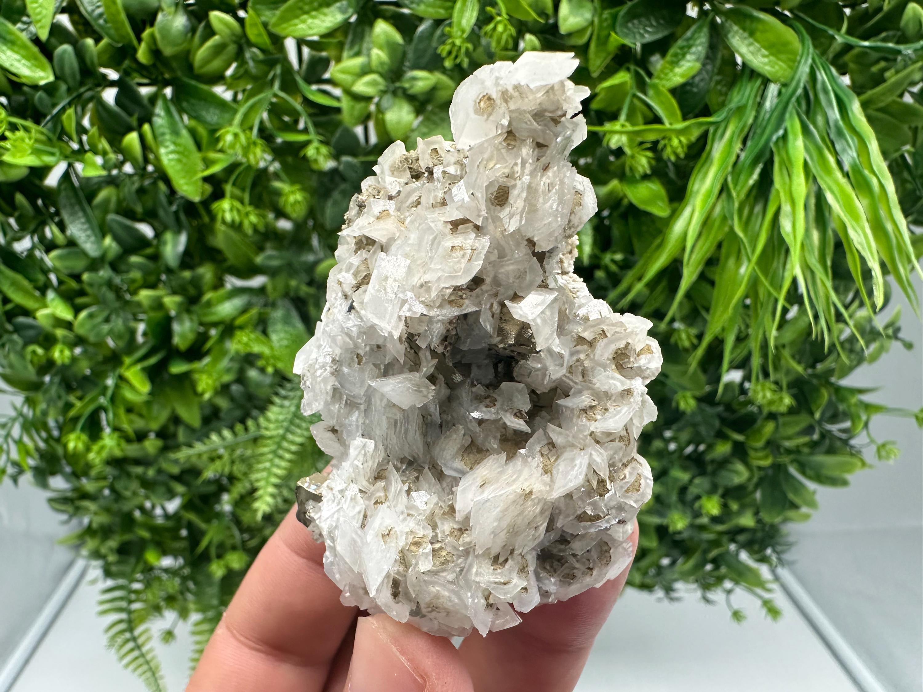 Quartz Crystal with Calcite and Chlorite: Borieva Mine, Bulgaria