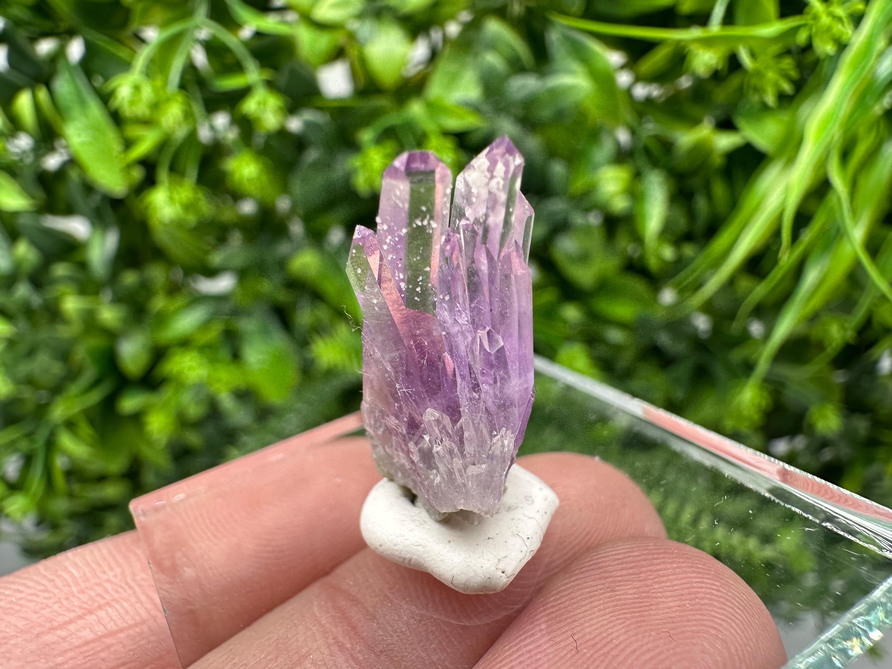 Phantom Amethyst Crystal with Cerussite, Bulgarian Mineral Specimen
