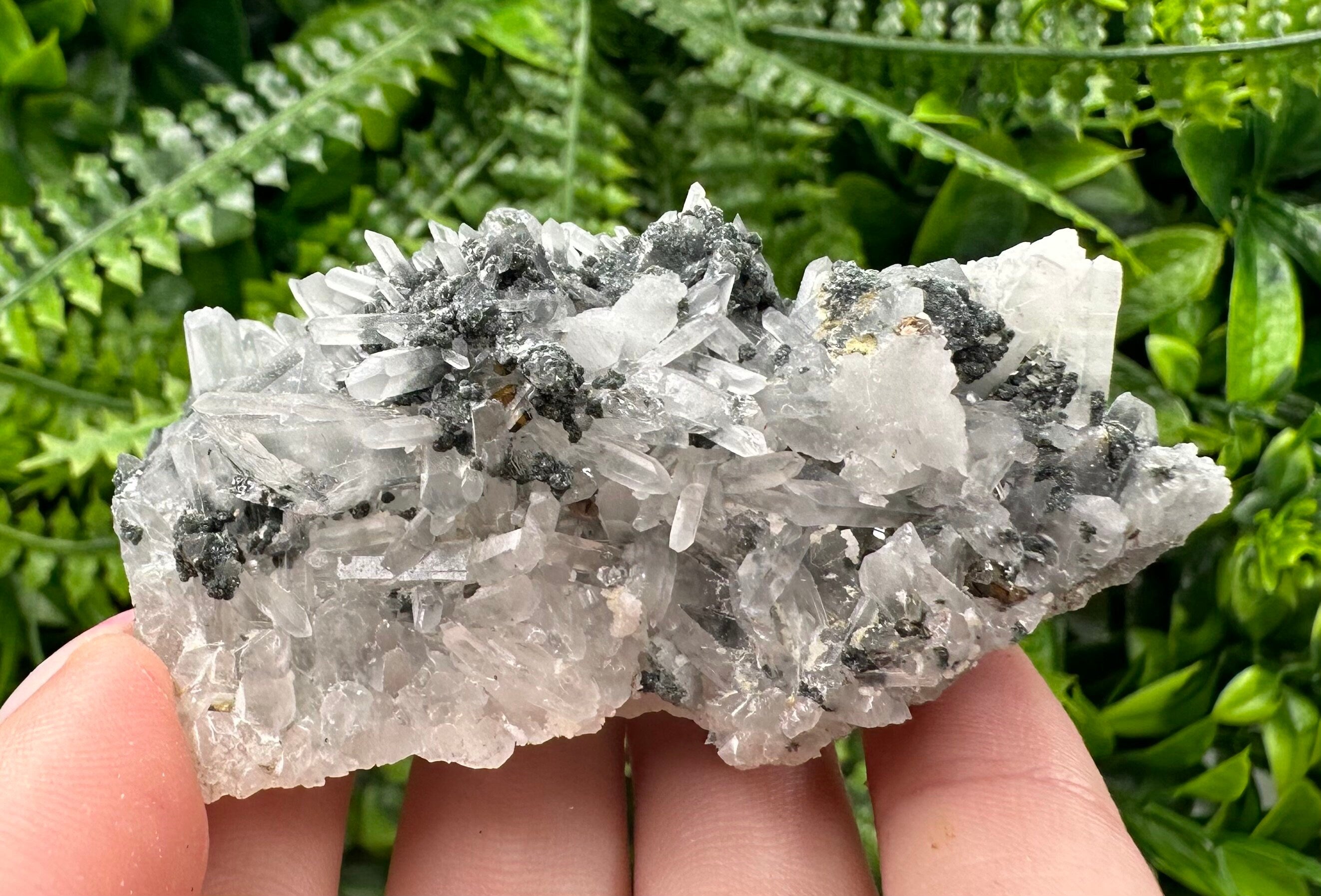 Quartz with Calcite and Chlorite: Borieva Mine Crystal Souvenir
