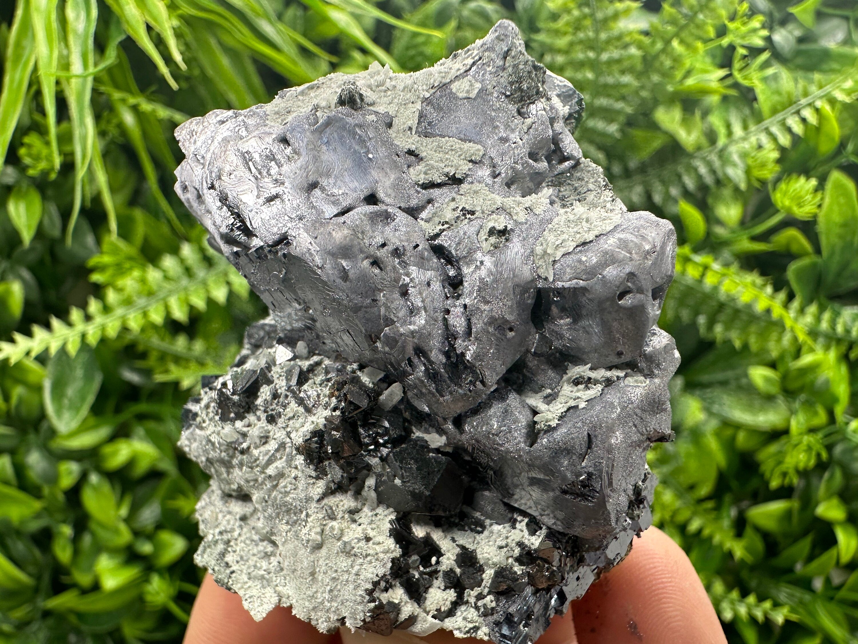 Galena on Sphalerite and Quartz, Borieva Mine Mineral Specimen