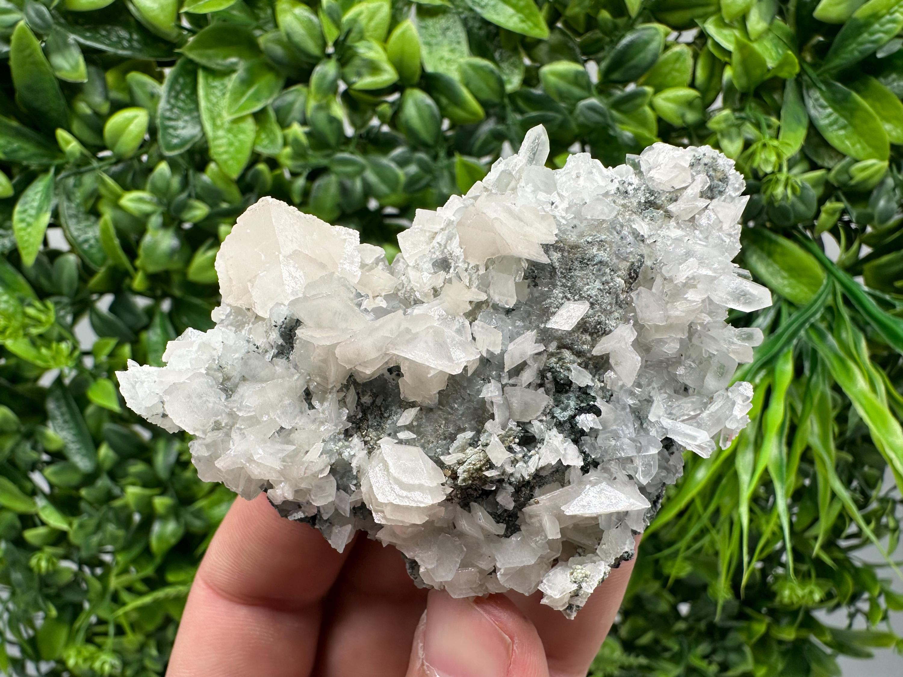 Calcite Quartz Mineral Specimen on Chlorite Matrix, Bulgaria