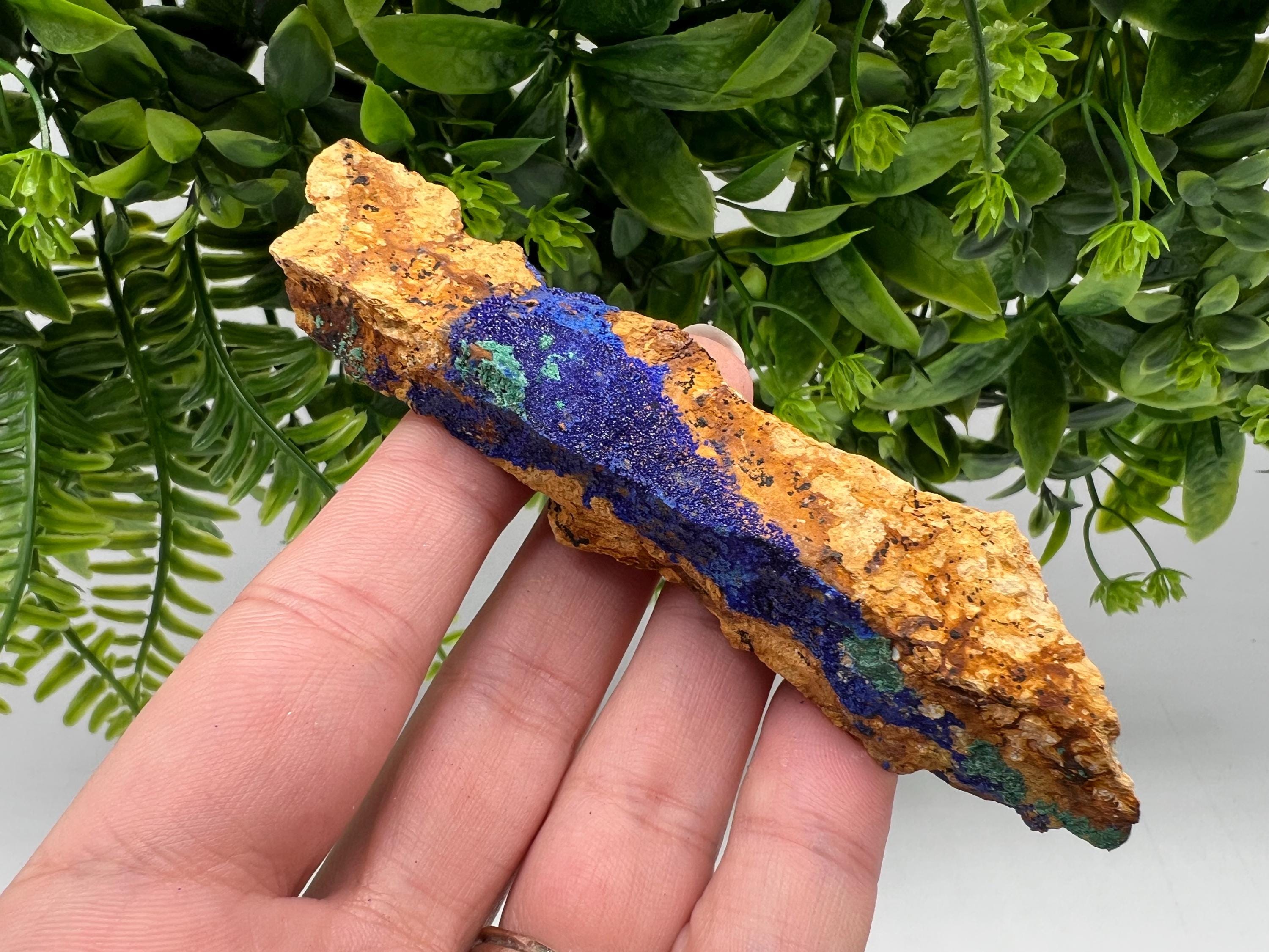 Azurite Malachite Mineral Specimen: Moroccan Blue-Green Crystal, Collector Stone
