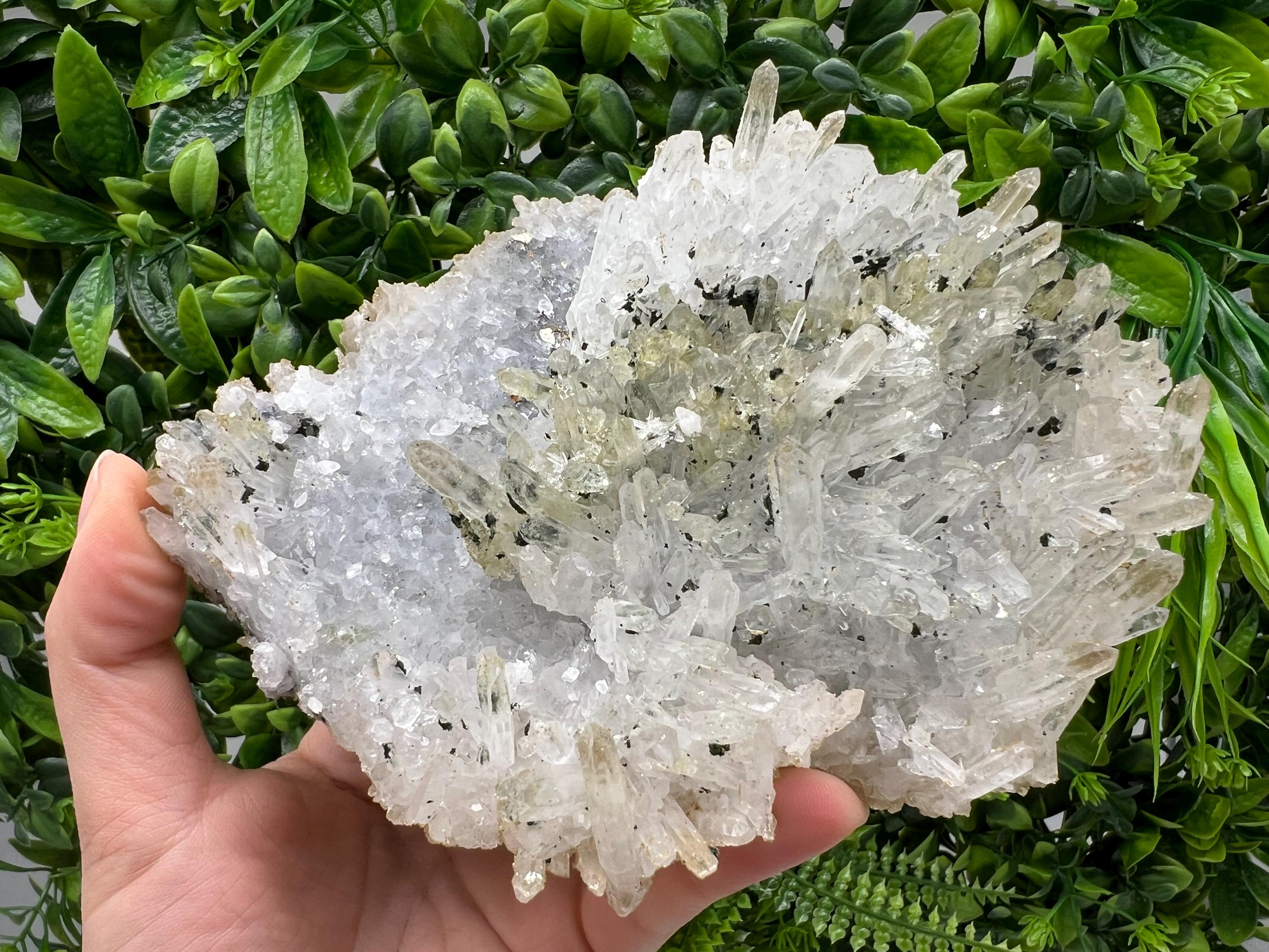 Lovely specimen Green Quartz inclusions Chlorite and Sphalerite/ Natural minerals/ Souvenir crystal gift minerals famous 9th September/Madan