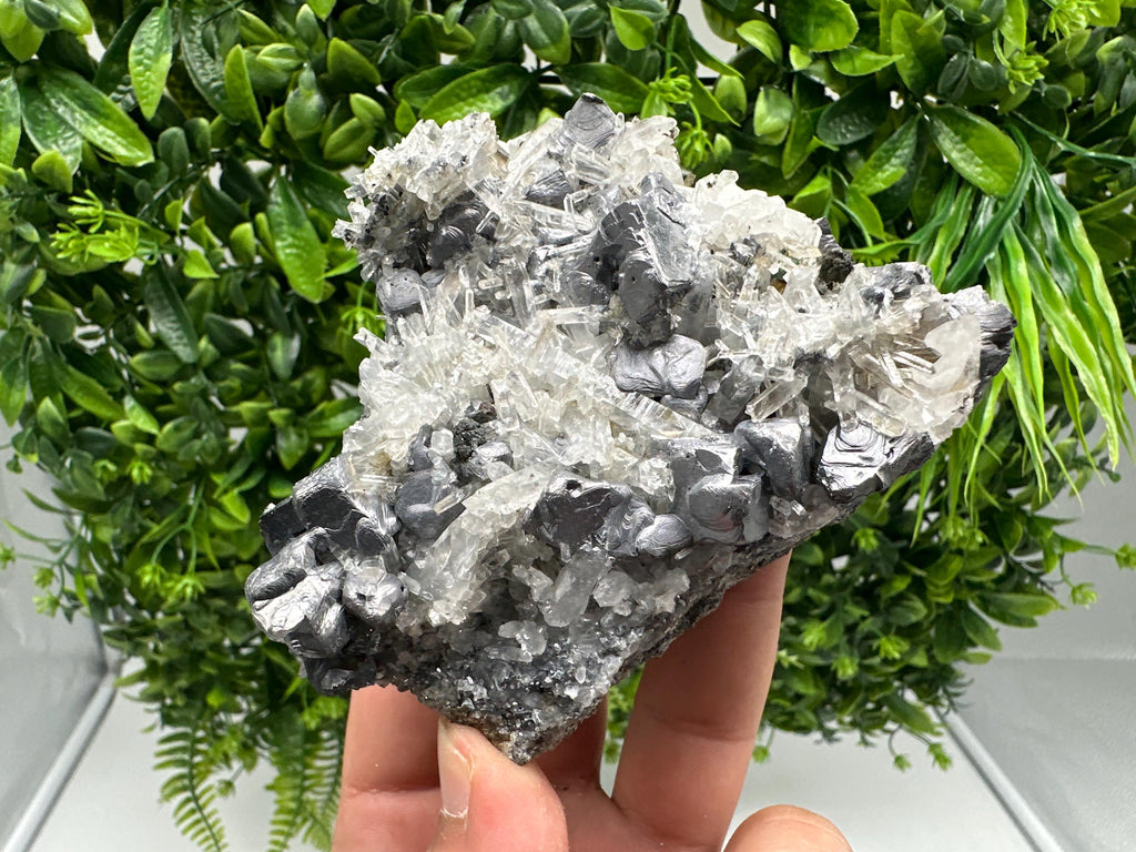 Amazing Galena spinel law on Quartz whit Siderite,from Krushev dol mine,Bulgaria,natural,collection mineral specimen,home decor crystal,souv