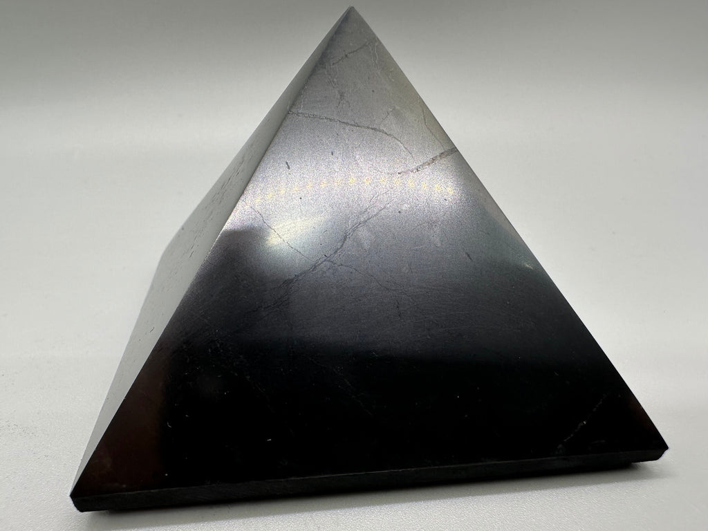 Shungite Crystal Pyramid (7cm): EMF & 5G Protection, Healing Stone