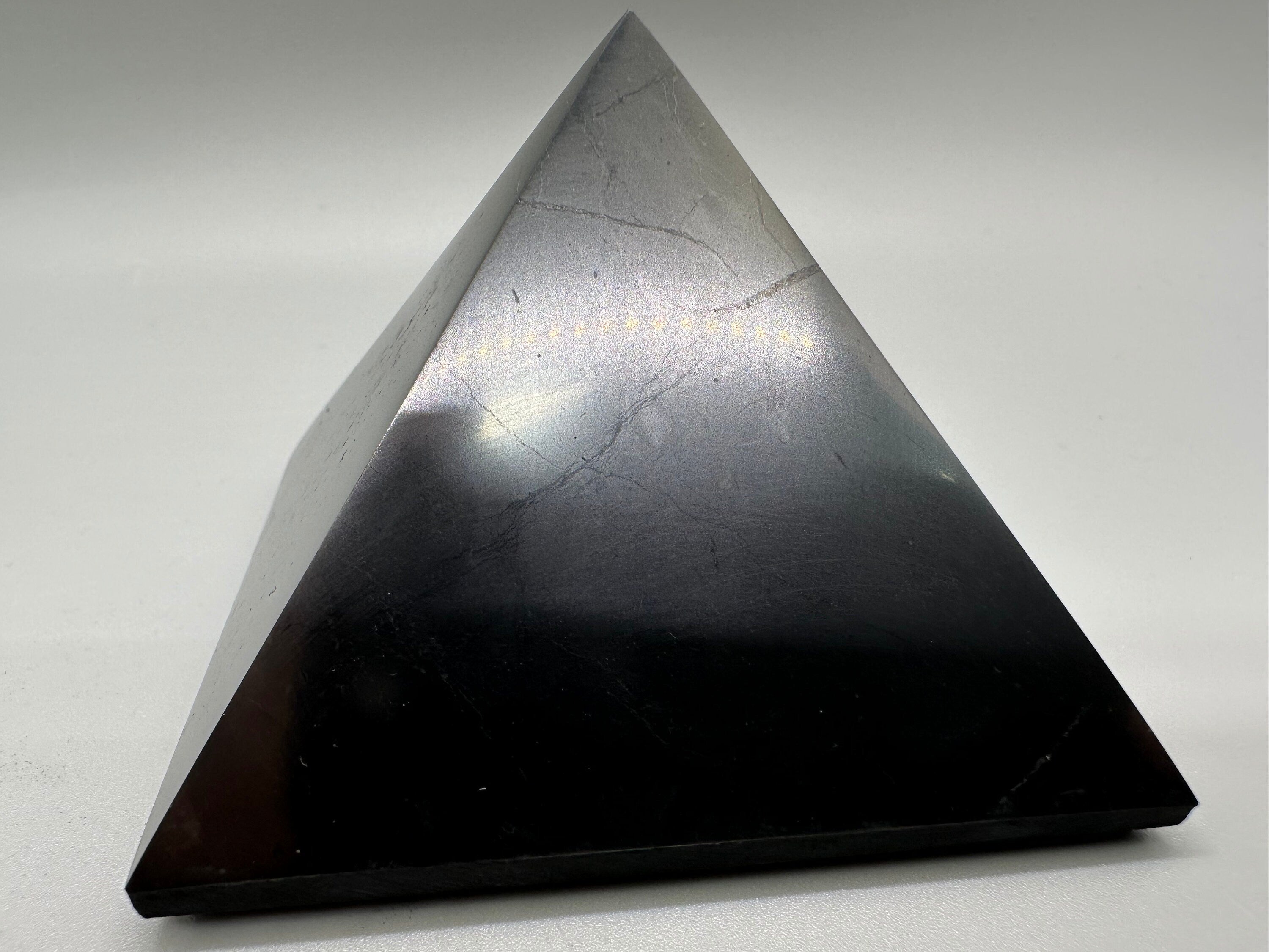 Shungite Crystal Pyramid (7cm): EMF & 5G Protection, Healing Stone