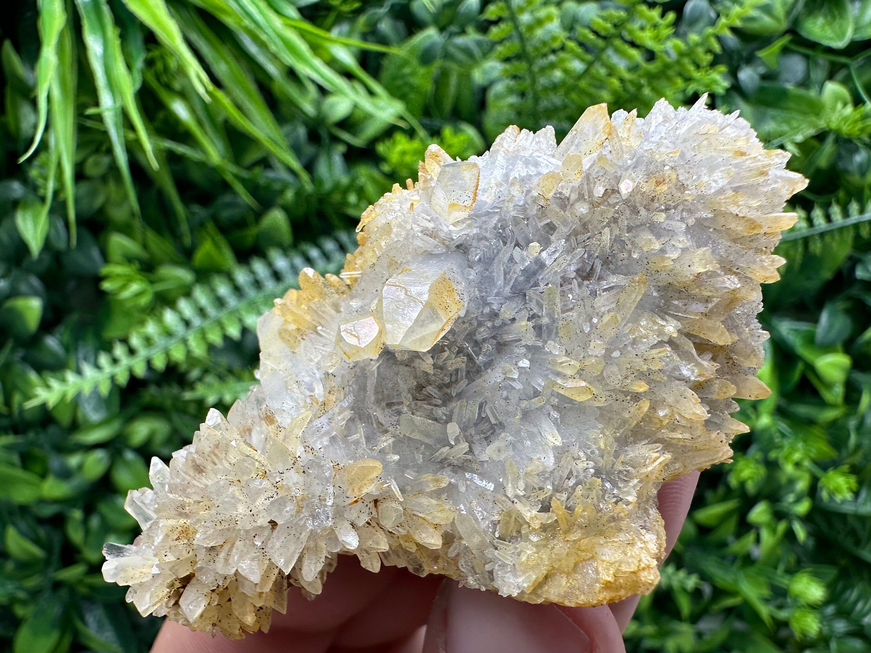Transparent Quartz Cluster with Mineral Inclusions, Bulgaria