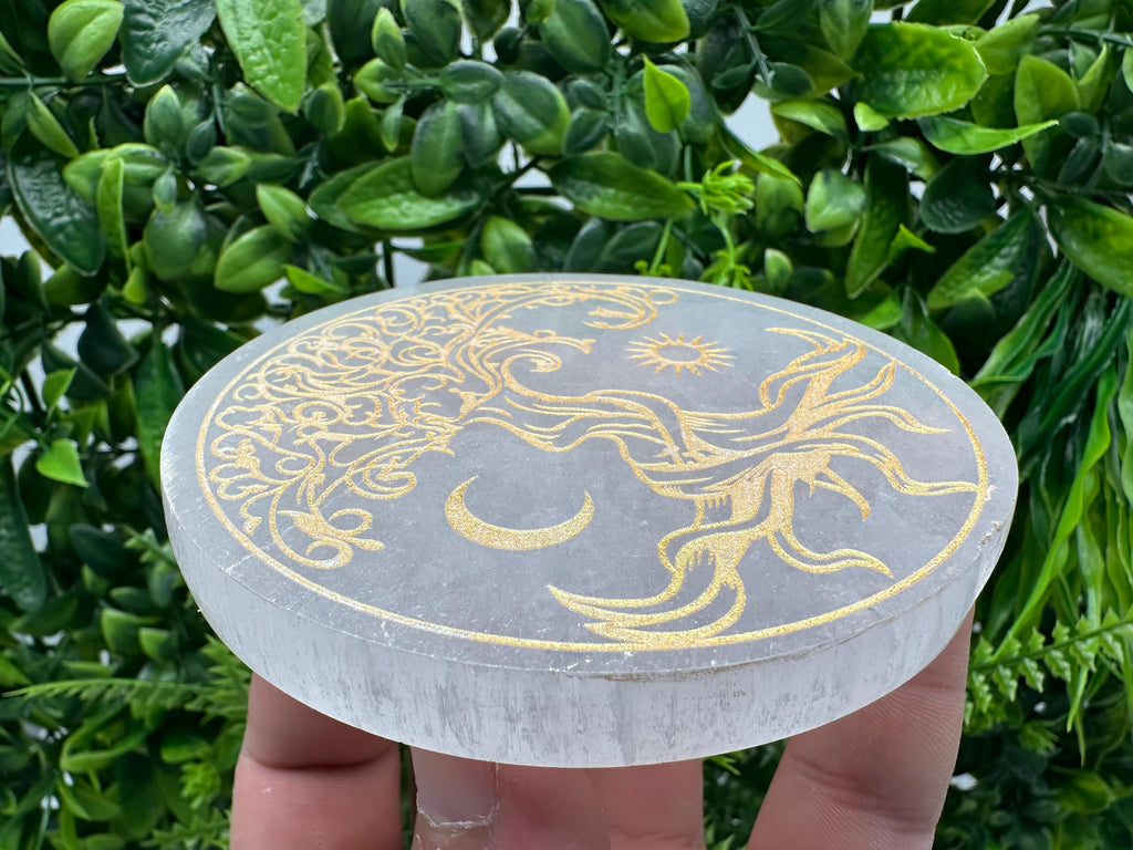 Tree of Life Selenite Plate: Crystal Recharging Station (10/10cm)