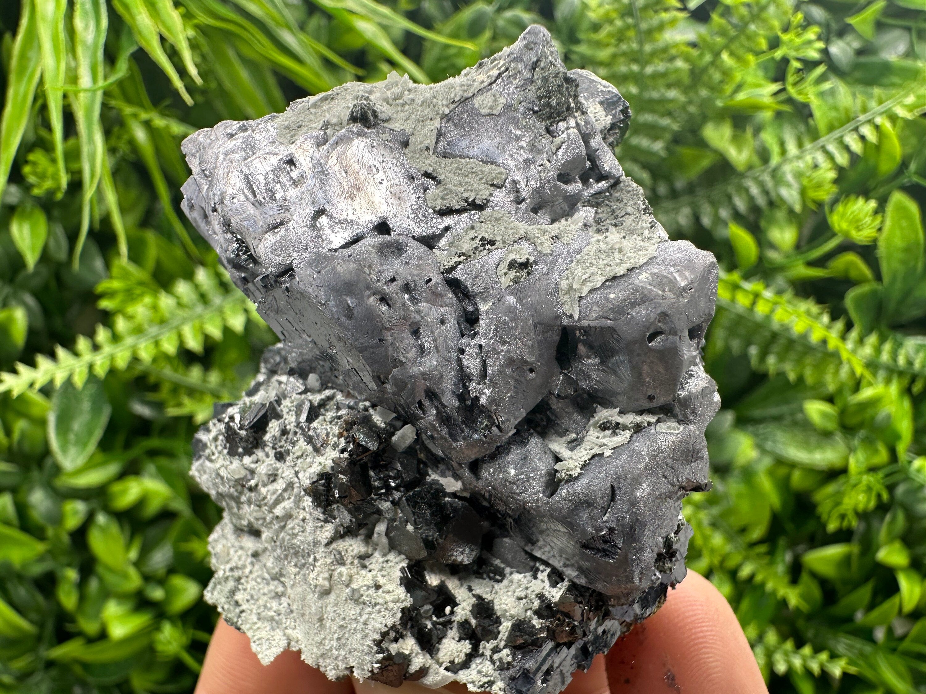 Galena on Sphalerite and Quartz, Borieva Mine Mineral Specimen