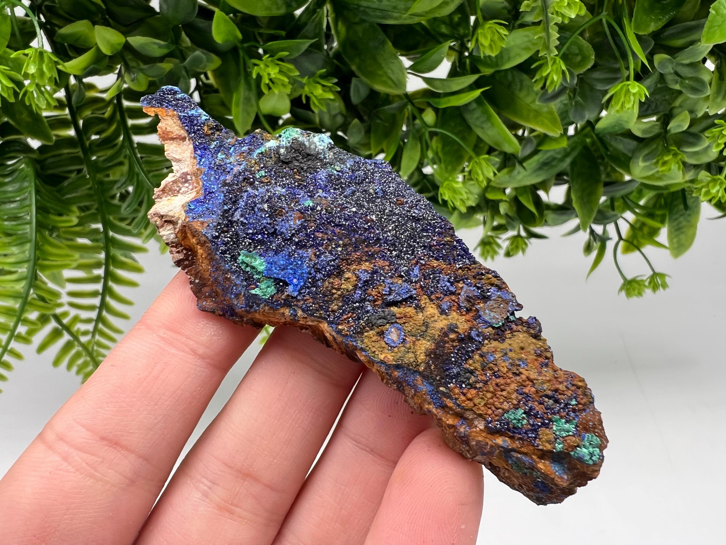 Azurite Malachite Mineral Specimen: Moroccan Blue-Green Crystal, Collector Stone