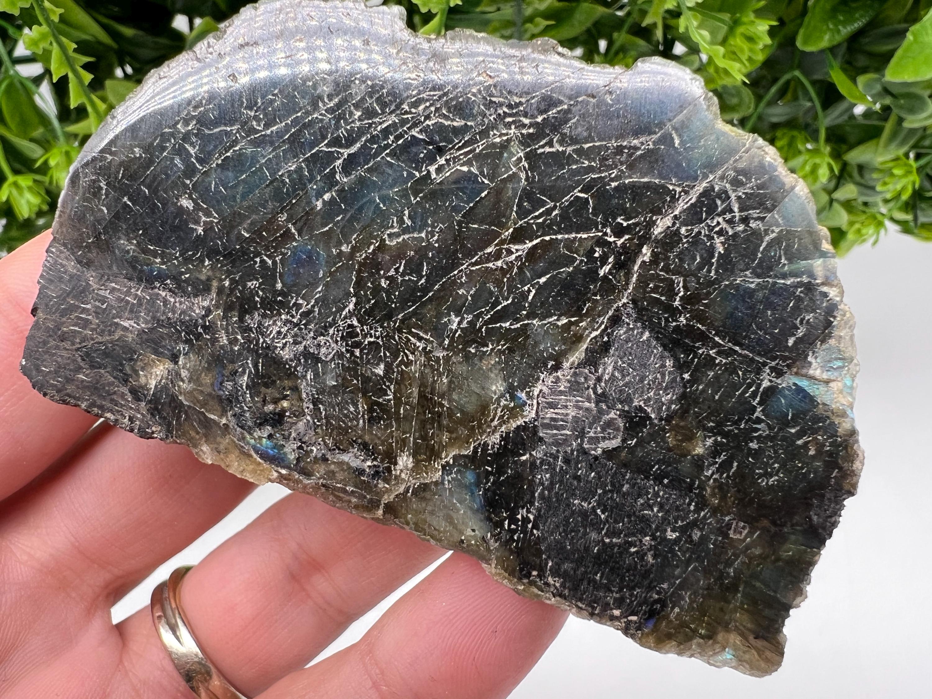 Polished Labradorite Slab: Multifire Crystal Decor - 118 Grams