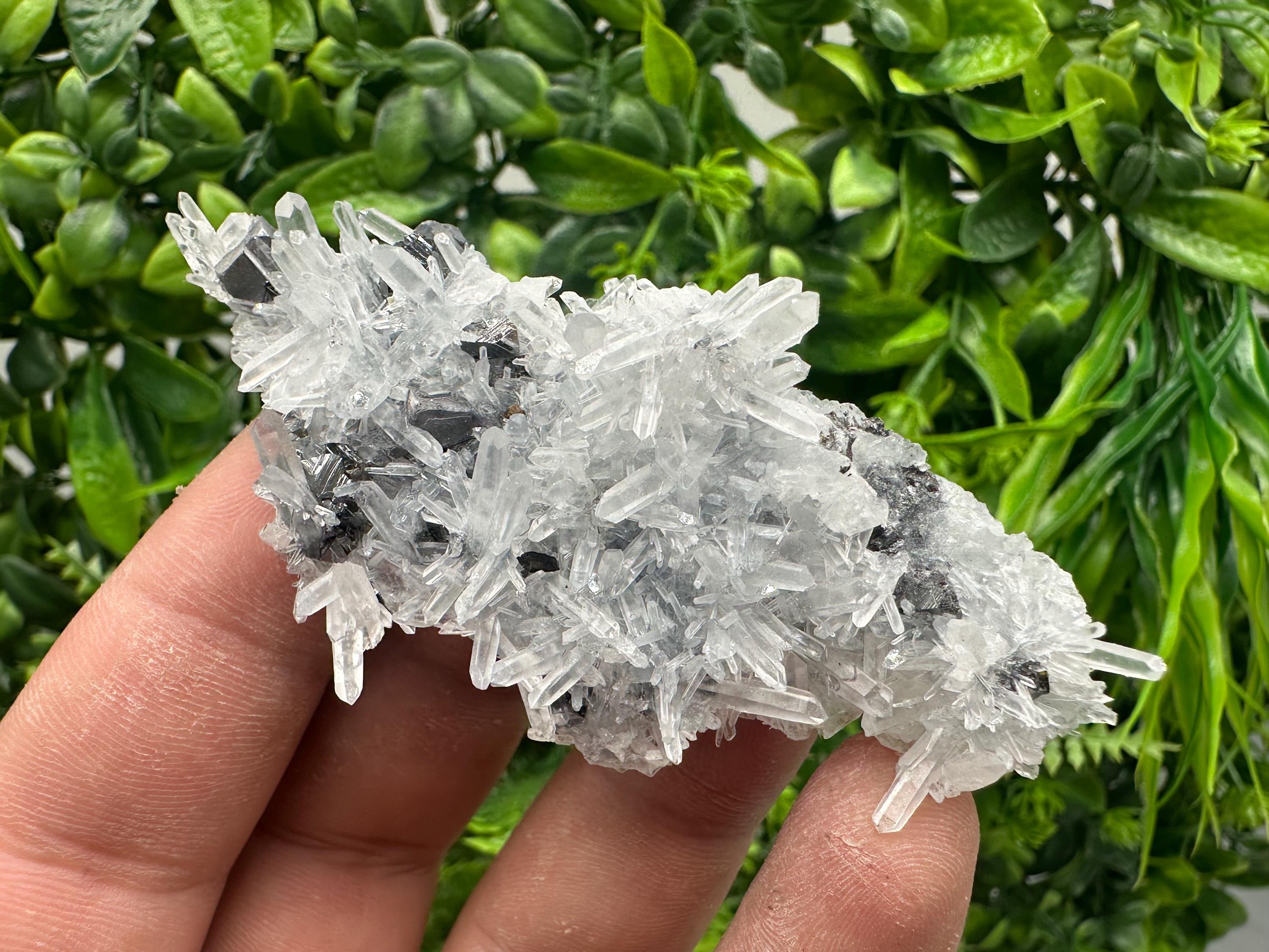 Sphalerite on Green Quartz, Borieva Mine Mineral Specimen