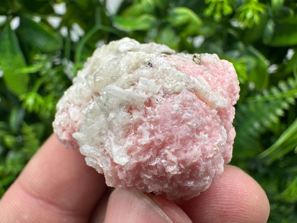 Rhodochrosite on Quartz Crystal, Starnica Mine, Bulgaria