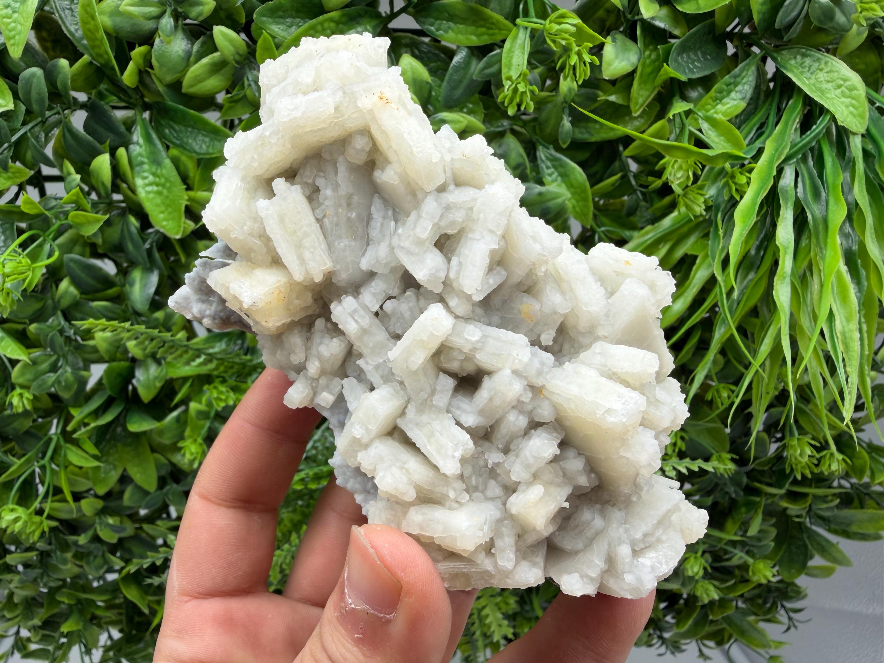 Rare Fluorescent Calcite after Barite on Chalcedony - Androvo Mine, Bulgaria