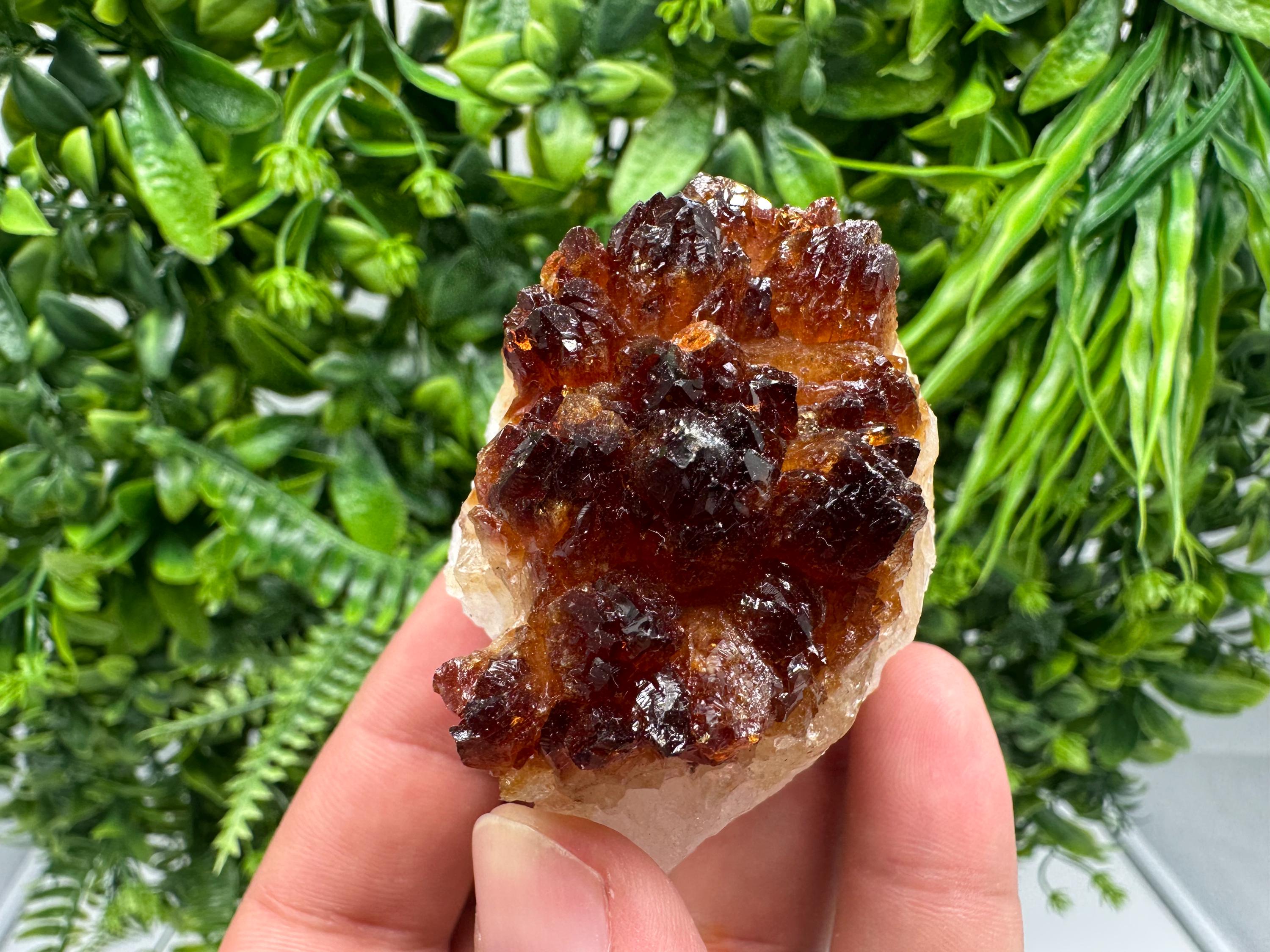 Citrine Crystal with Hematite Inclusions: Natural Mineral Cluster from Brazil