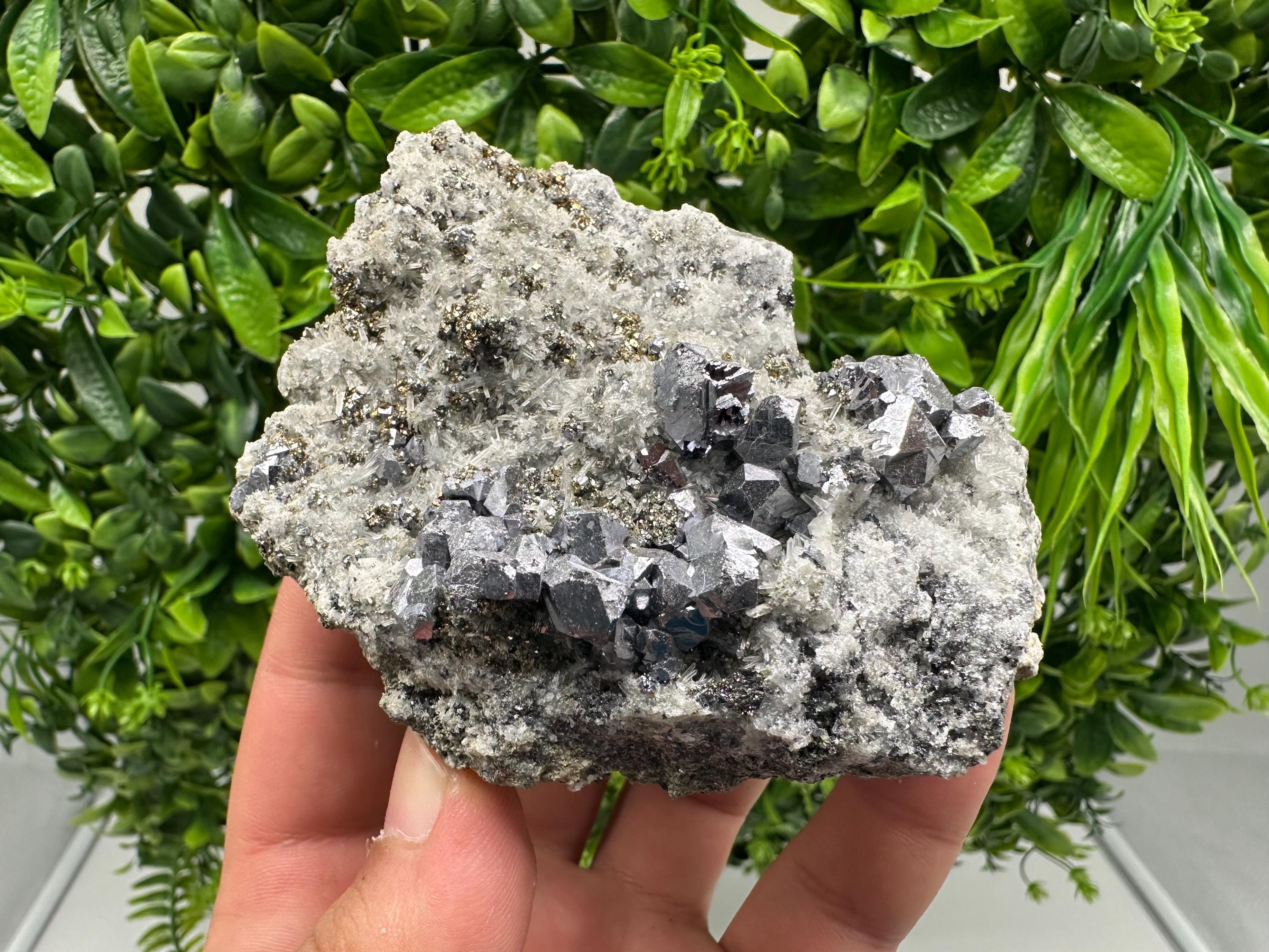 Galena Sphalerite Pyrite on Quartz: Borieva Mine Mineral Cluster