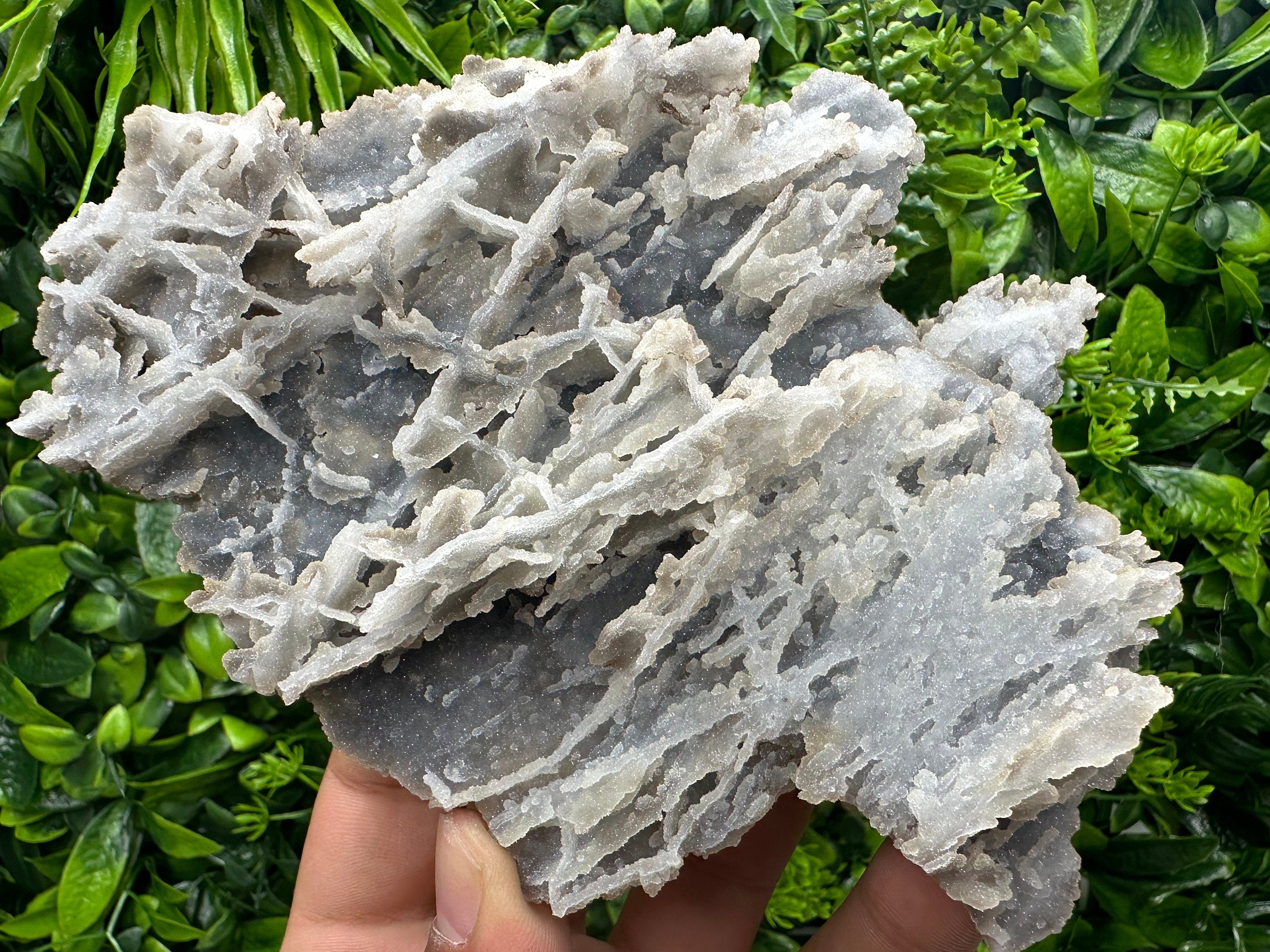Blue Quartz Chalcedony with Chlorite, Bulgaria Crystal Decor Stone