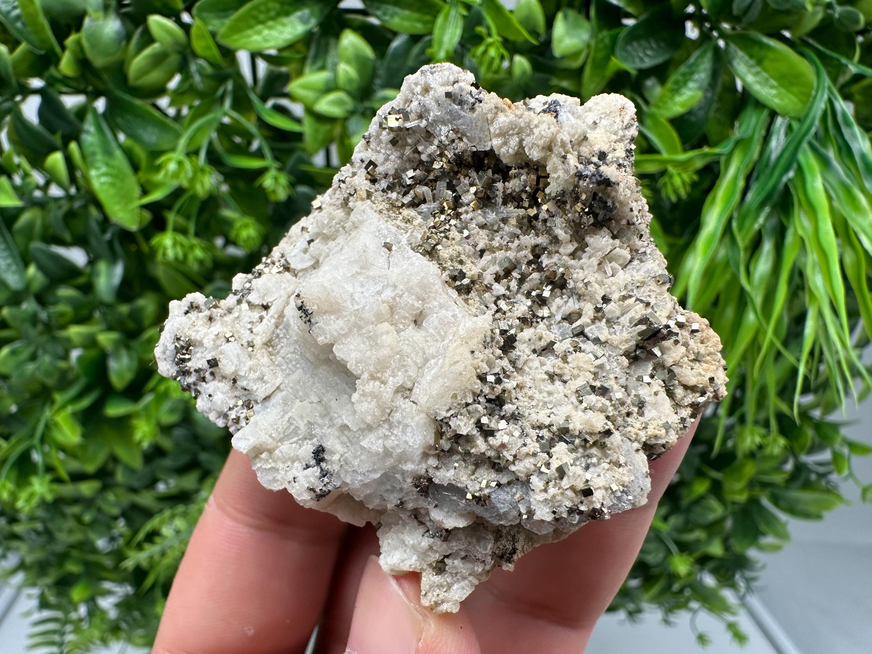 Pyrite on Green Quartz, Natural Minerals Specimen, Borieva Mine, Bulgaria