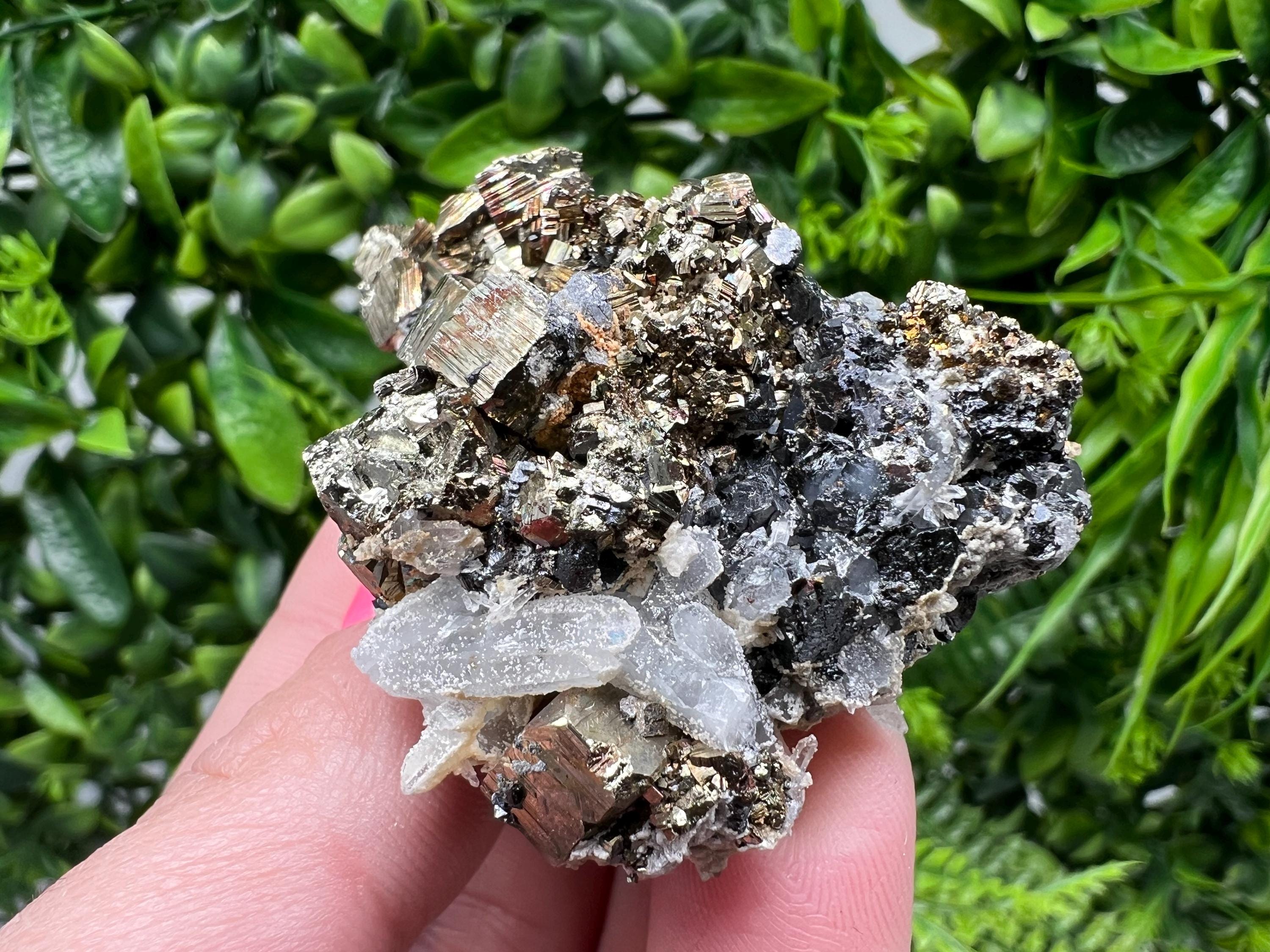 Wonderful Rainbow Pyrite whit Calcite,natural minerals souvenir Crystal,collection stone,rare minerals,home decor,Borieva Bulgaria