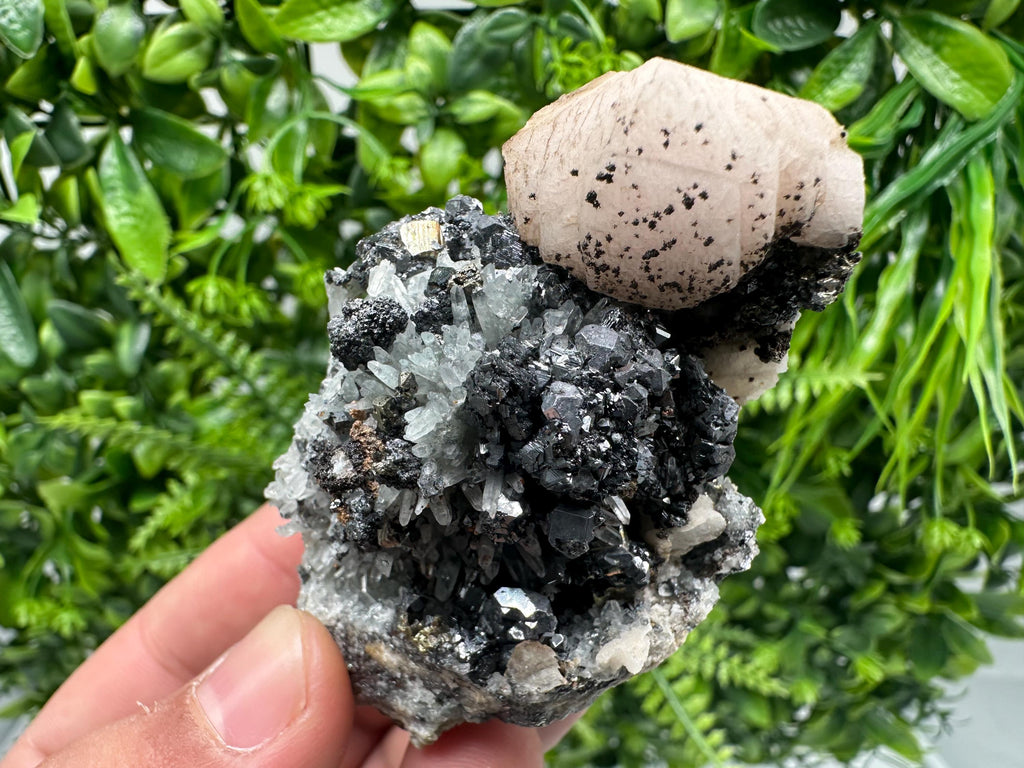 Calcite on Green Quartz: Rare Bulgarian Healing Crystal
