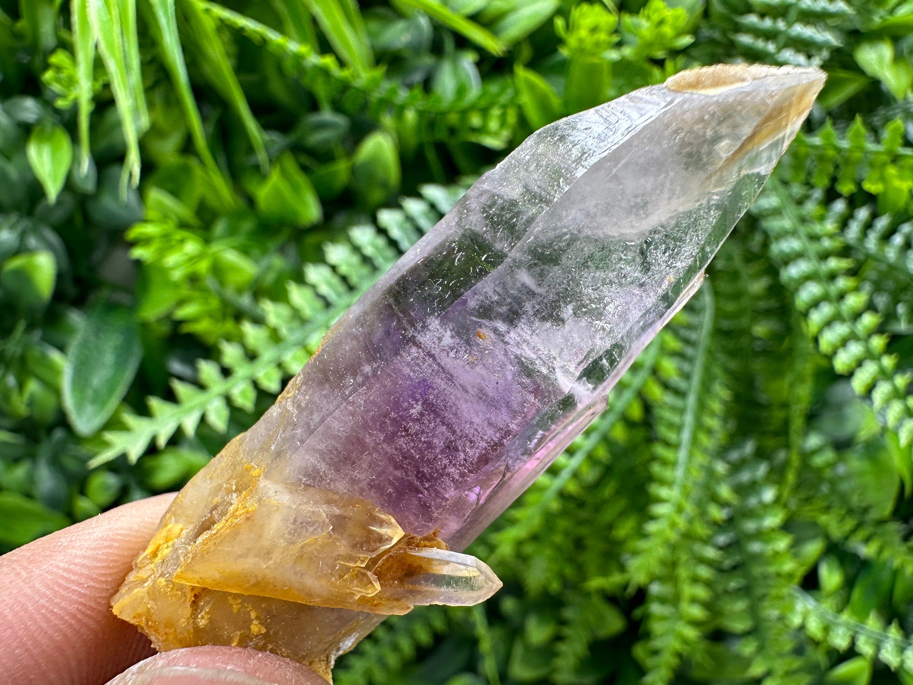 Amethyst Phantom Crystal with Cerussite, Bulgarian Mineral Specimen