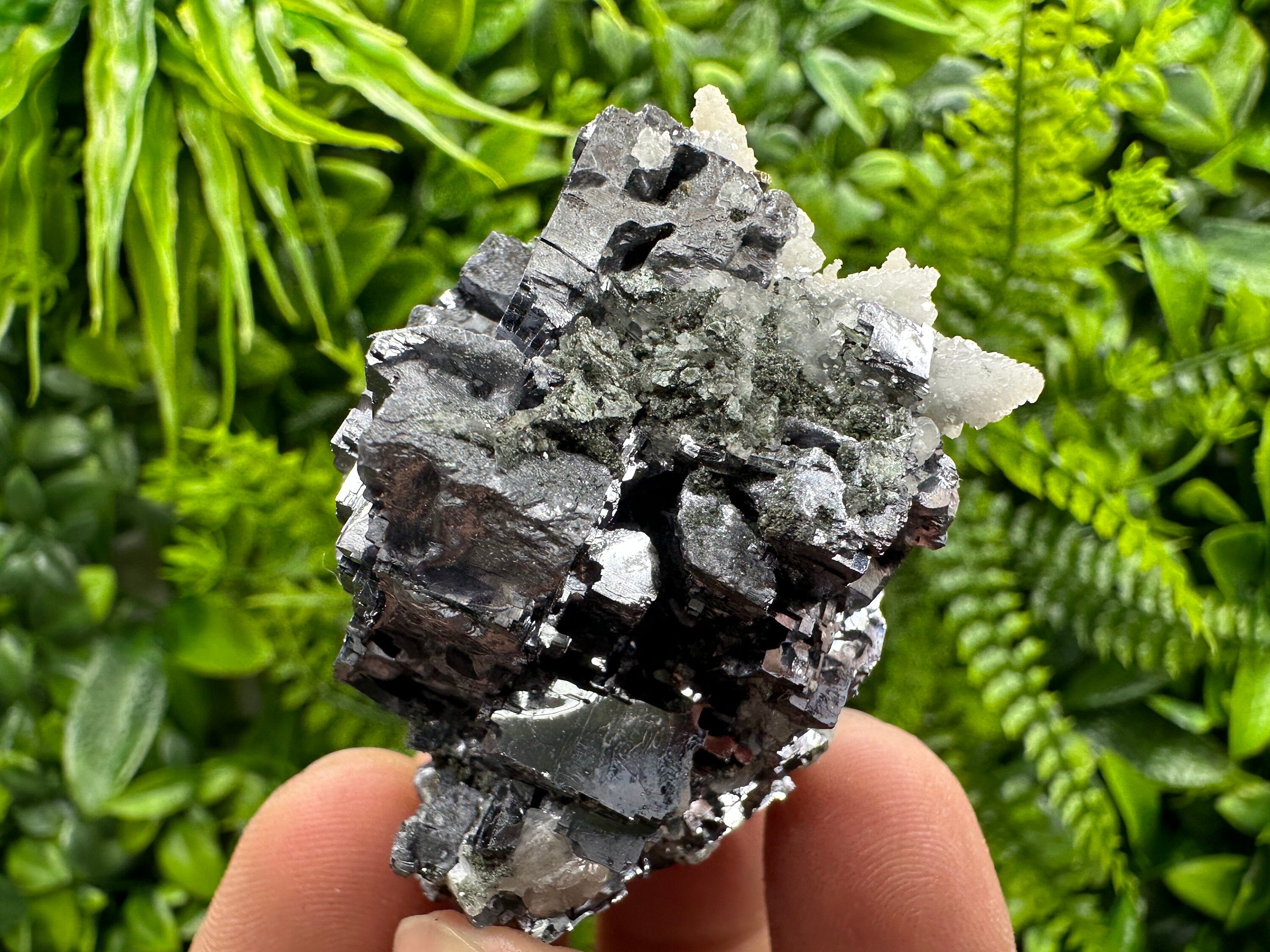 Skeletal Galena, Pyrite, Calcite Mineral Specimen, Bulgaria