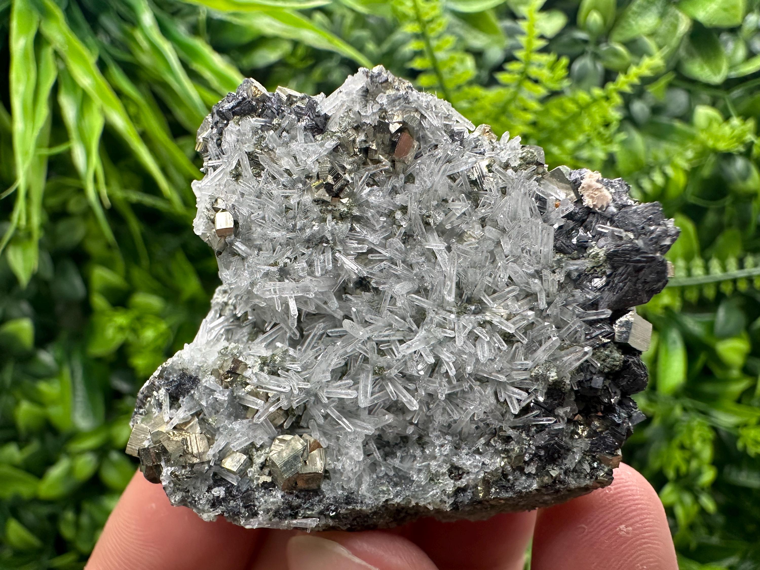 Quartz with Pyrite Crystal: Natural Mineral Specimen, Home Decor