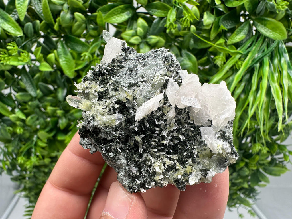 Quartz with Calcite and Chlorite: Borieva Mine Crystal, Bulgaria