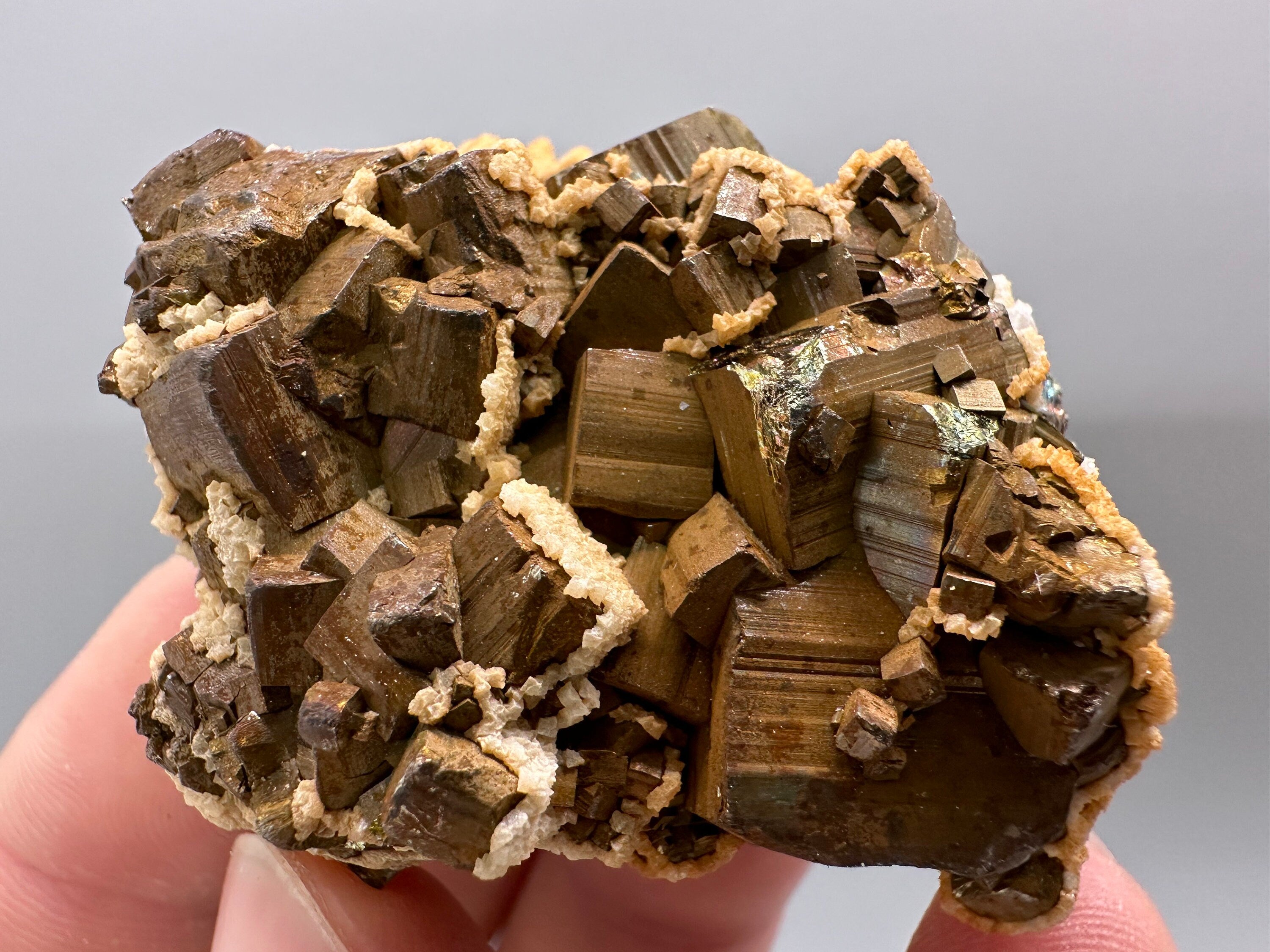 Pyrite with Iron Oxide & Dolomite, Bulgaria Mineral Specimen