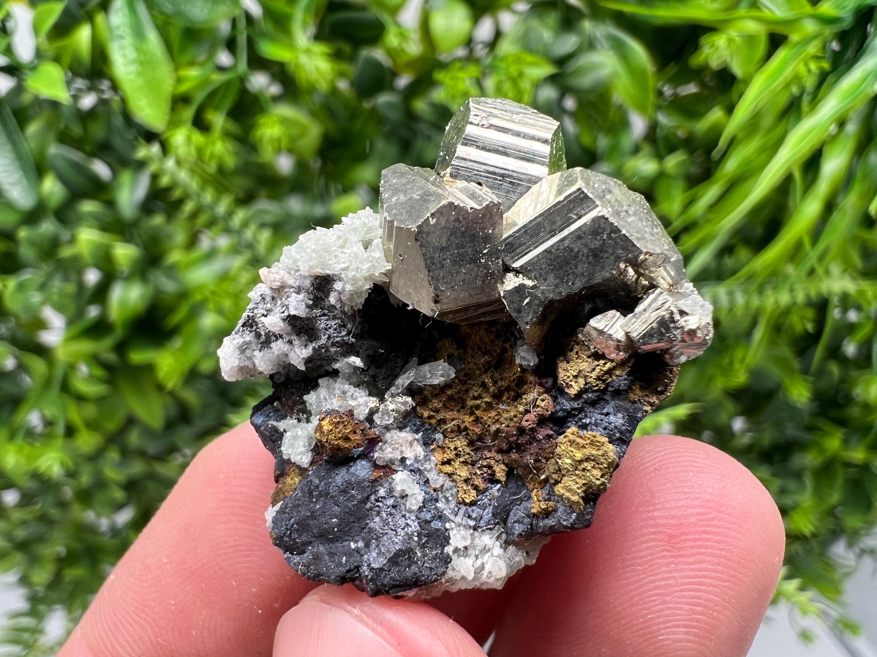 Golden Pyrite,Sphalerite from 9th September mine,Madan,Bulgaria,natural,collectible mineral specimen,home decor crystal,Pyrite cluster,