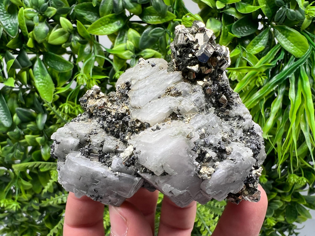Rare Pyrite on Calcite Specimen, Borieva Mine, Bulgaria