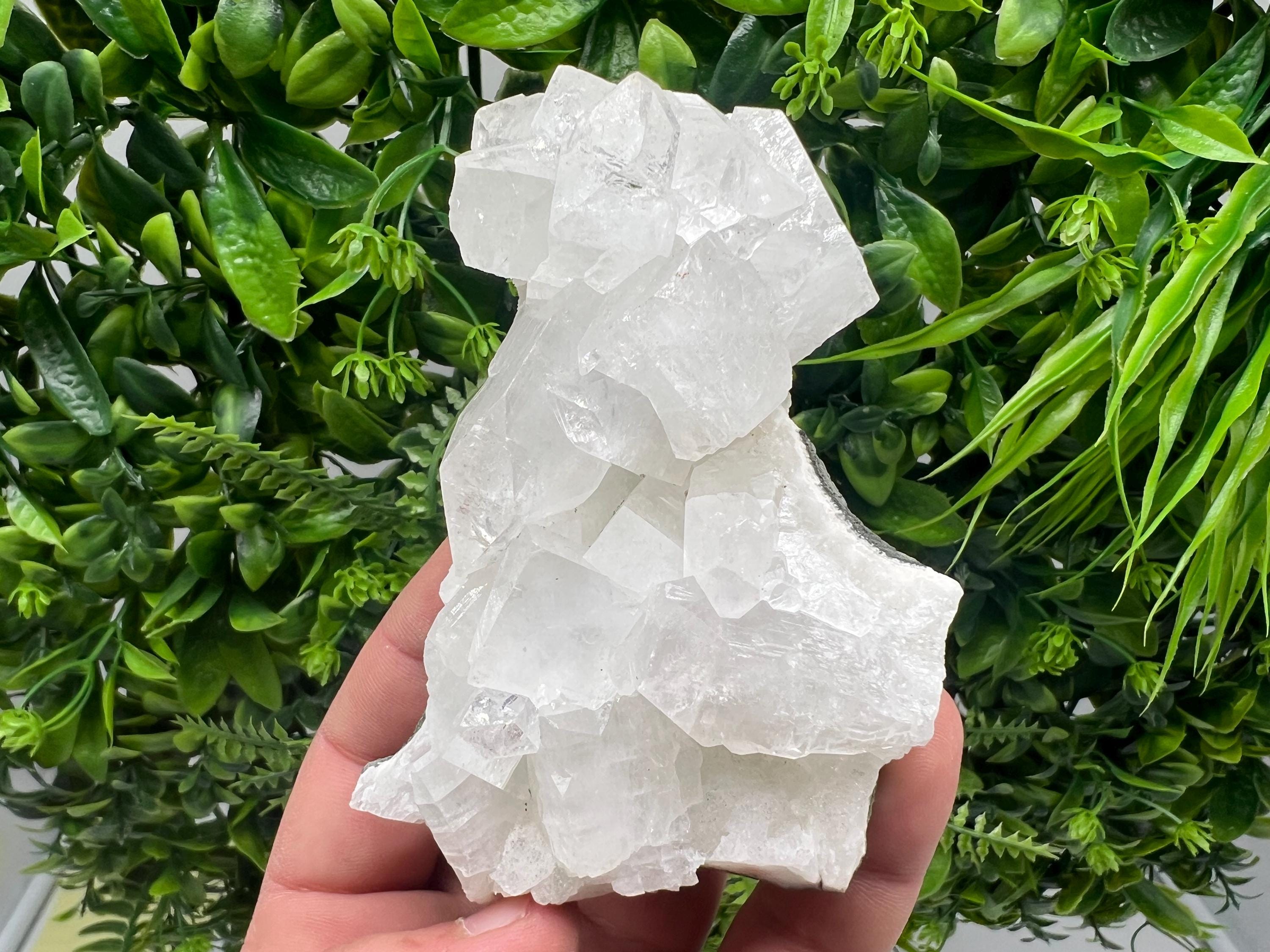 Apophyllite on Chalcedony Specimen: Transparent Crystal, India Minerals