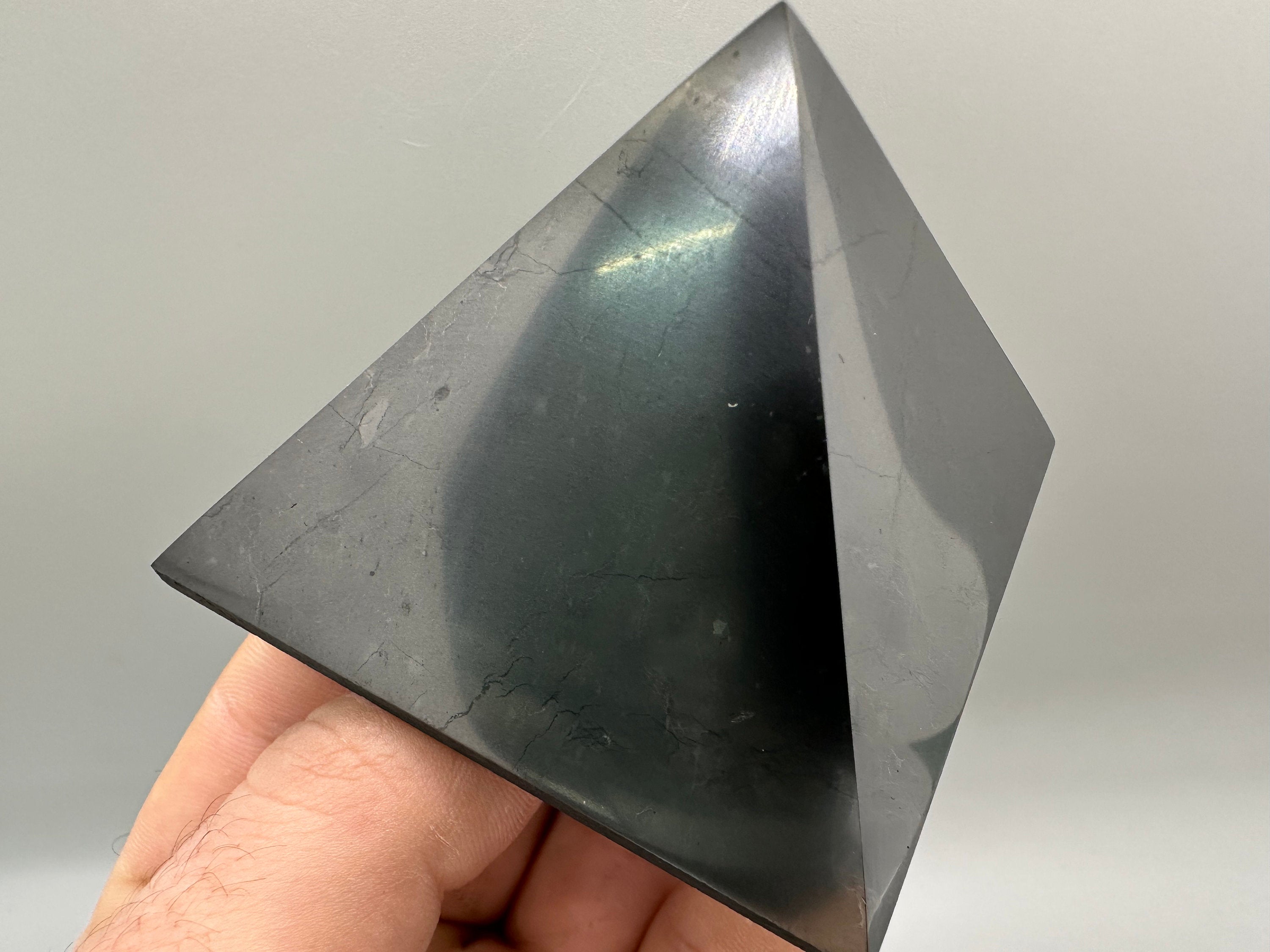 Shungite Crystal Pyramid (7cm): EMF & 5G Protection, Healing Stone