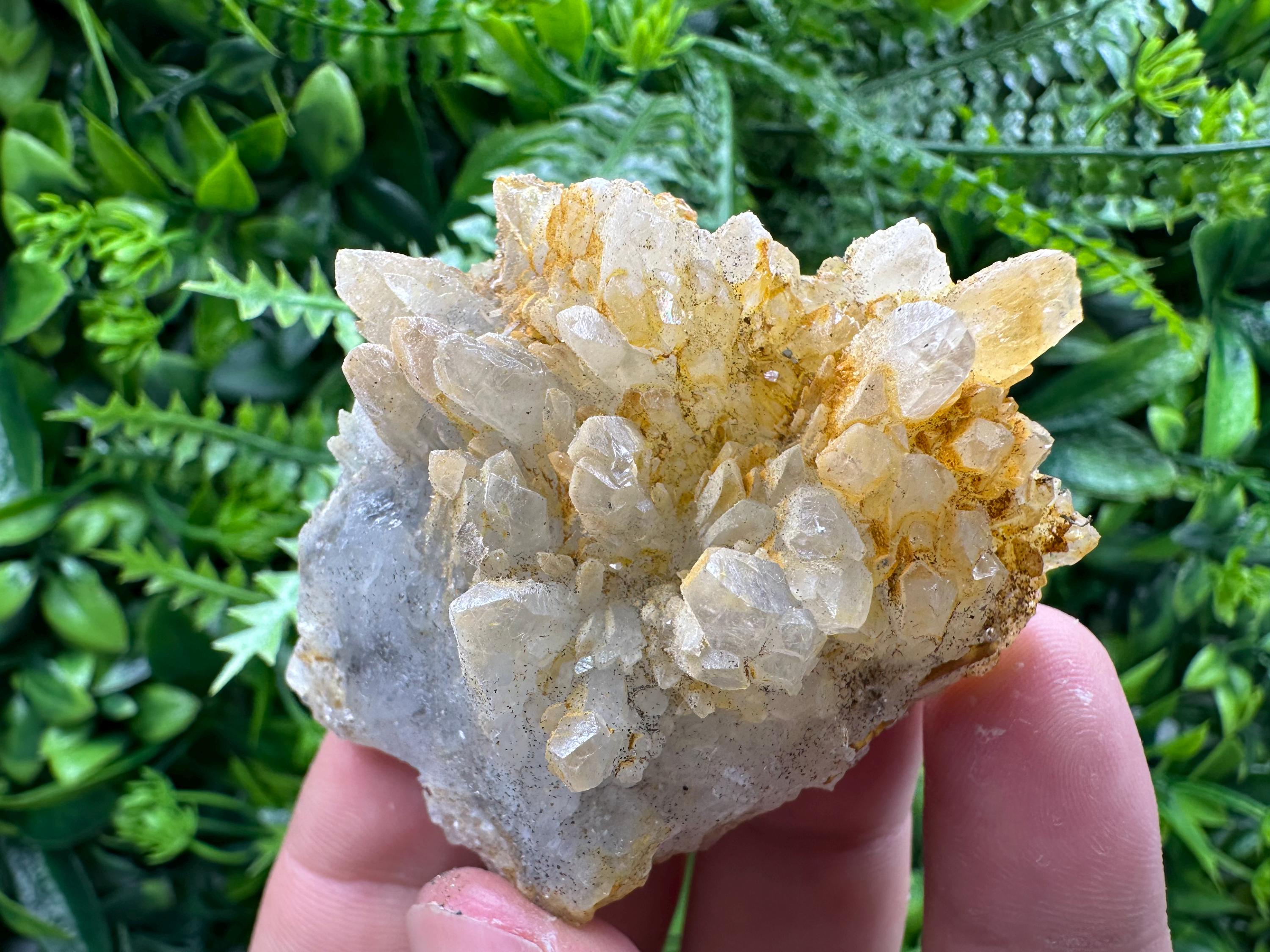 Quartz Crystal Cluster with Limonite – Mineral Specimen