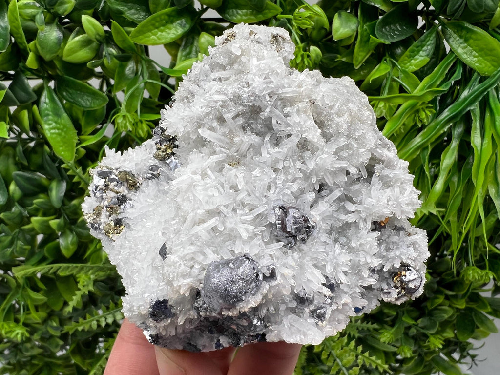 Stunning Galena,Chalcopyrite on Quartz from Krueger dol mine,Madan,Bulgaria,natural,collectible mineral specimen,home decor stone,crystal