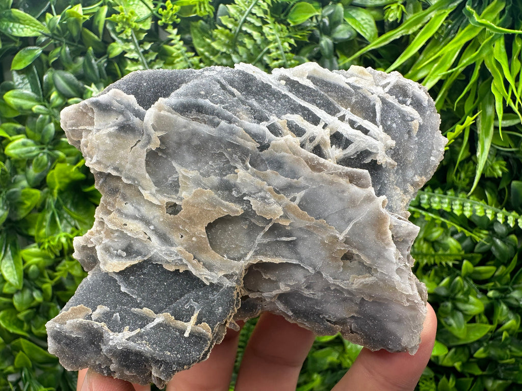Blue Chalcedony Quartz with Chlorite Inclusions, Bulgaria Mineral Specimen