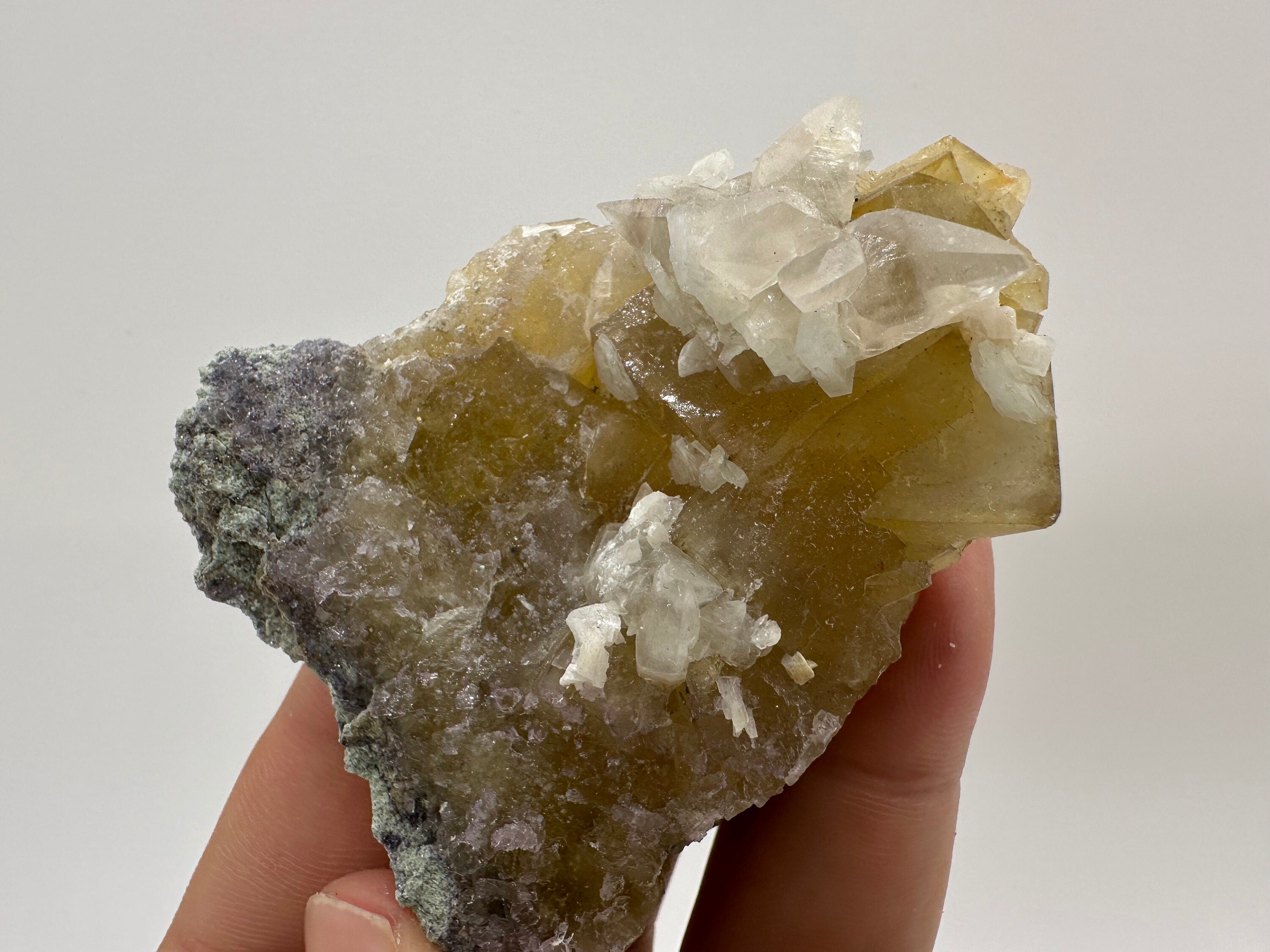 Yellow Fluorite with Calcite, Spain Mineral Specimen