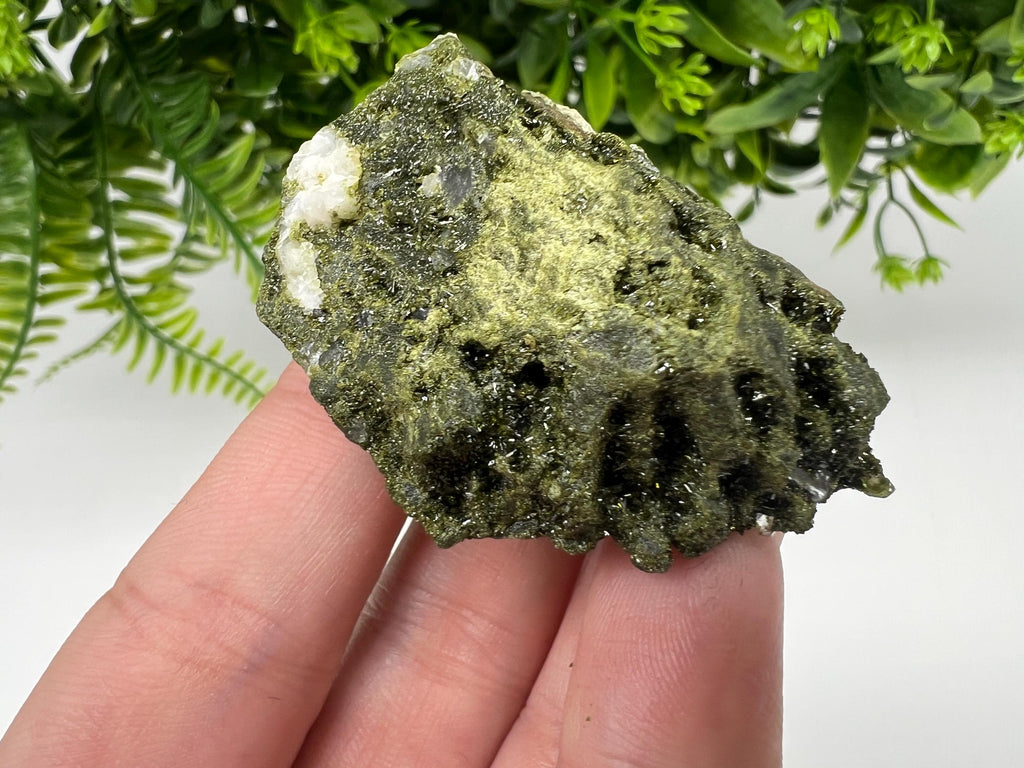 Green Epidote with Quartz Crystals - Extremely Sparkly with Rainbows,souvenirs collection stone,gift,decor, Eastern Anatolian, Turkey