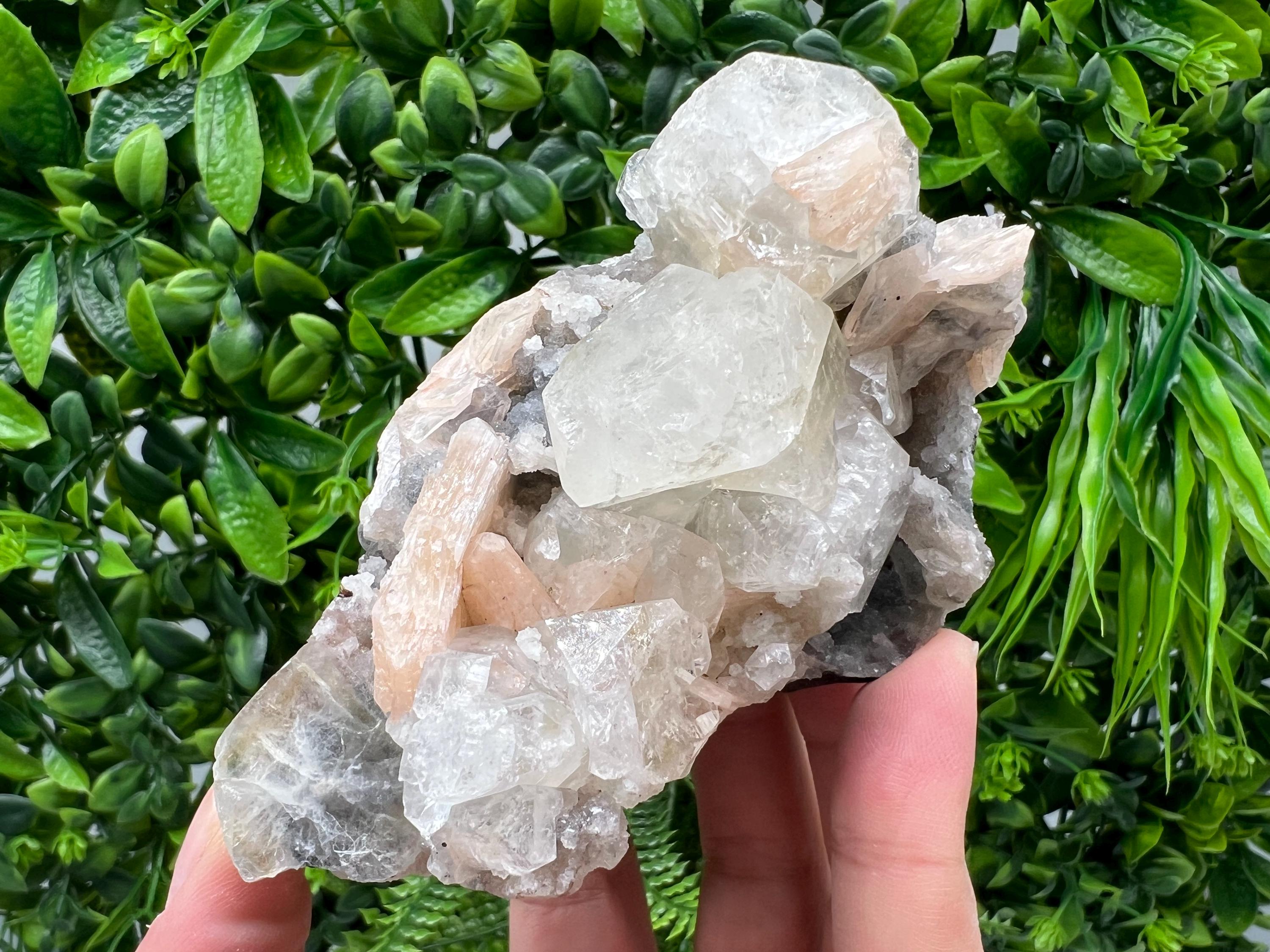 Apophyllite Stilbite on Chalcedony, Natural Crystal Specimen, India