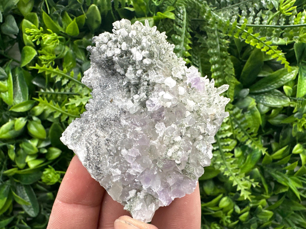 Calcite on Quartz with Amethyst and Chlorite, Rare Mineral Specimen