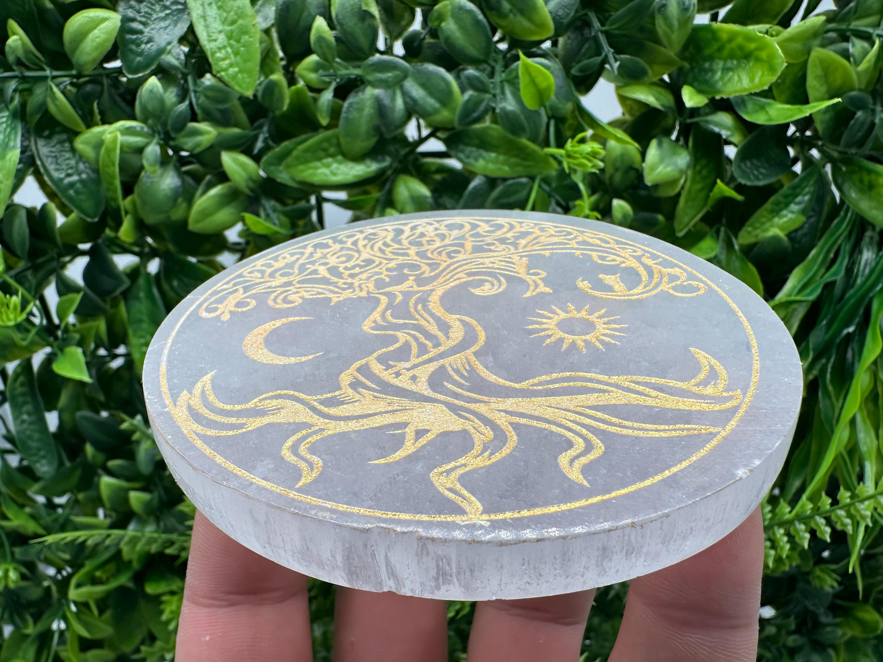 Tree of Life Selenite Plate: Crystal Recharging Station (10/10cm)