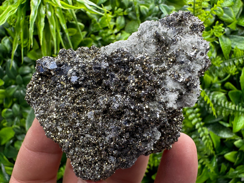 Galena Pyrite on Quartz Crystal Cluster - Borieva Mine, Bulgaria
