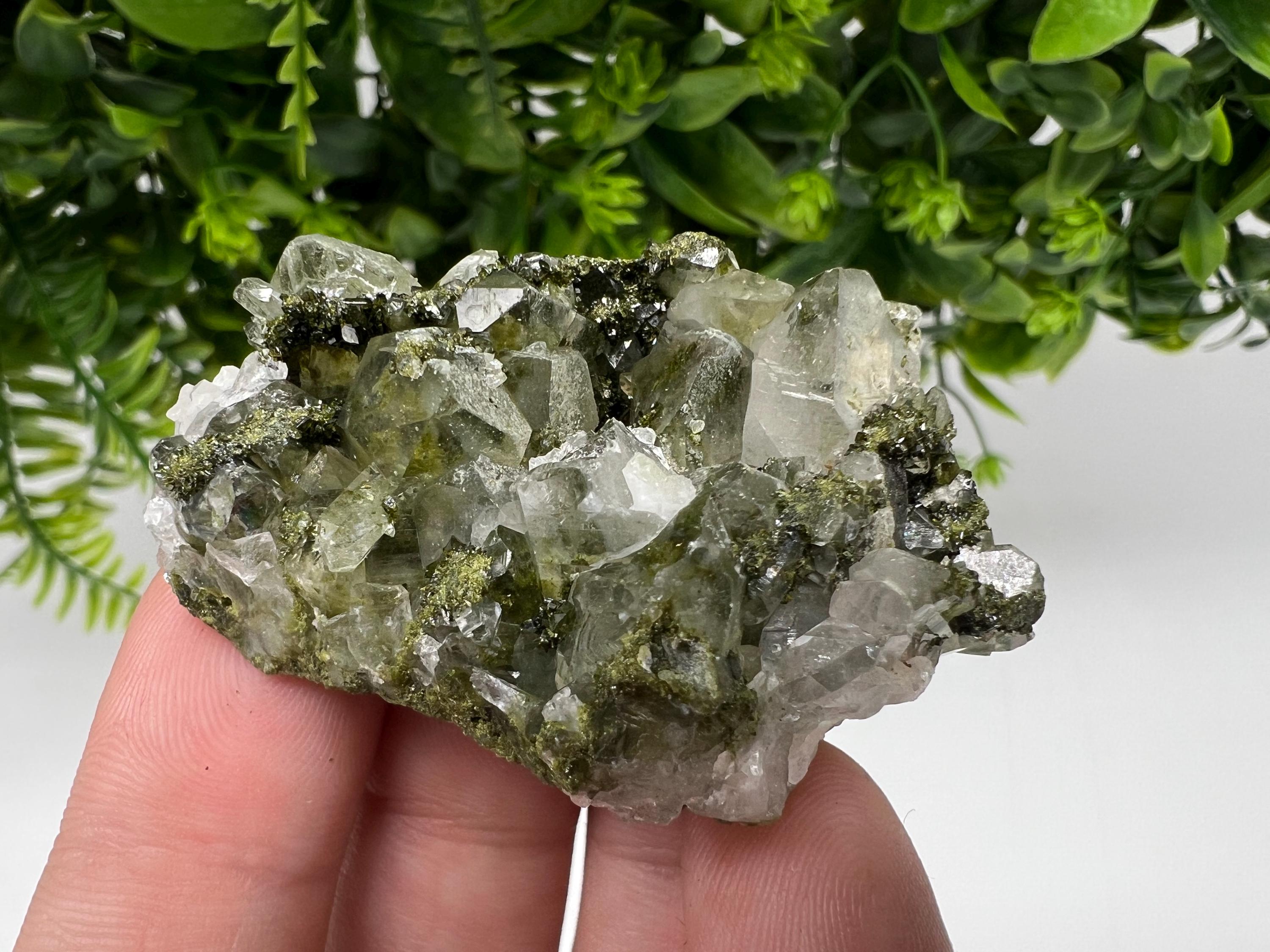LARGE, Green Epidote with Quartz Crystals - Extremely Sparkly with Rainbows,souvenirs collection stone,gift,decor, Eastern Anatolian, Turkey